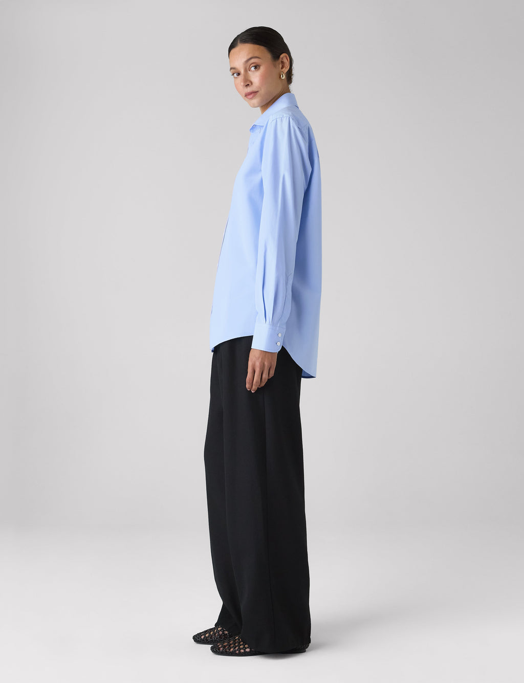 The Boyfriend: Fine Poplin, Sky Blue