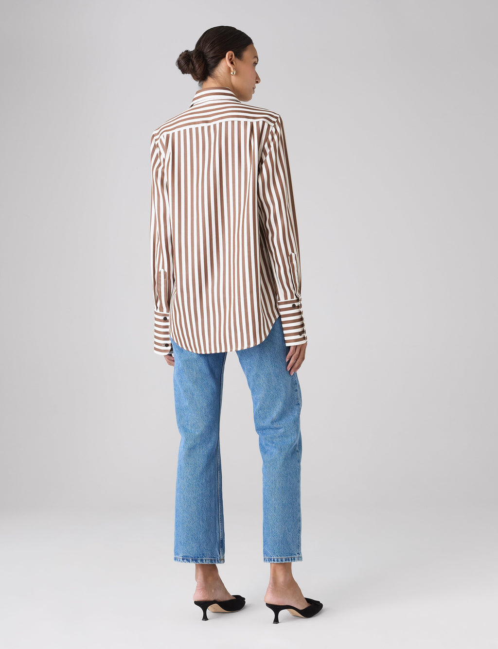 The Boyfriend Exaggerated Cuff: TENCEL™ Lyocell, Chocolate Stripe