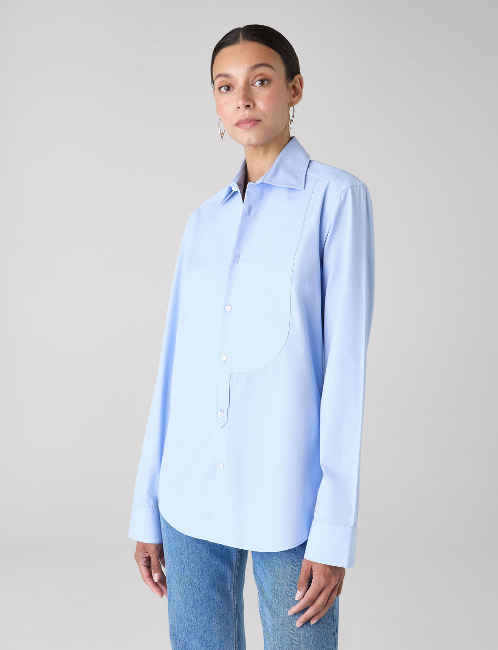 The Dress Shirt Curved Bib: Poplin, Sky Blue