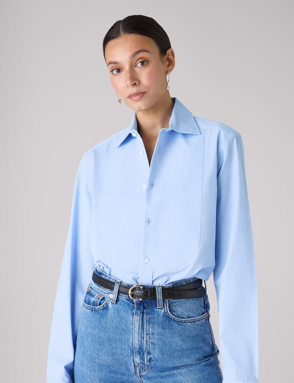 The Dress Shirt Curved Bib: Poplin, Sky Blue
