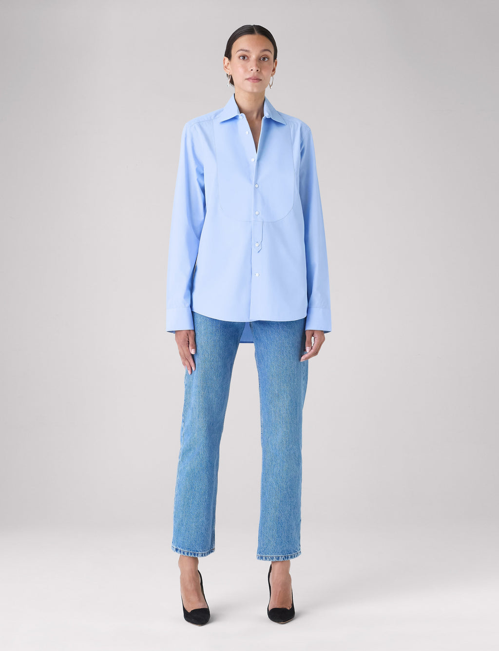The Dress Shirt Curved Bib: Poplin, Sky Blue