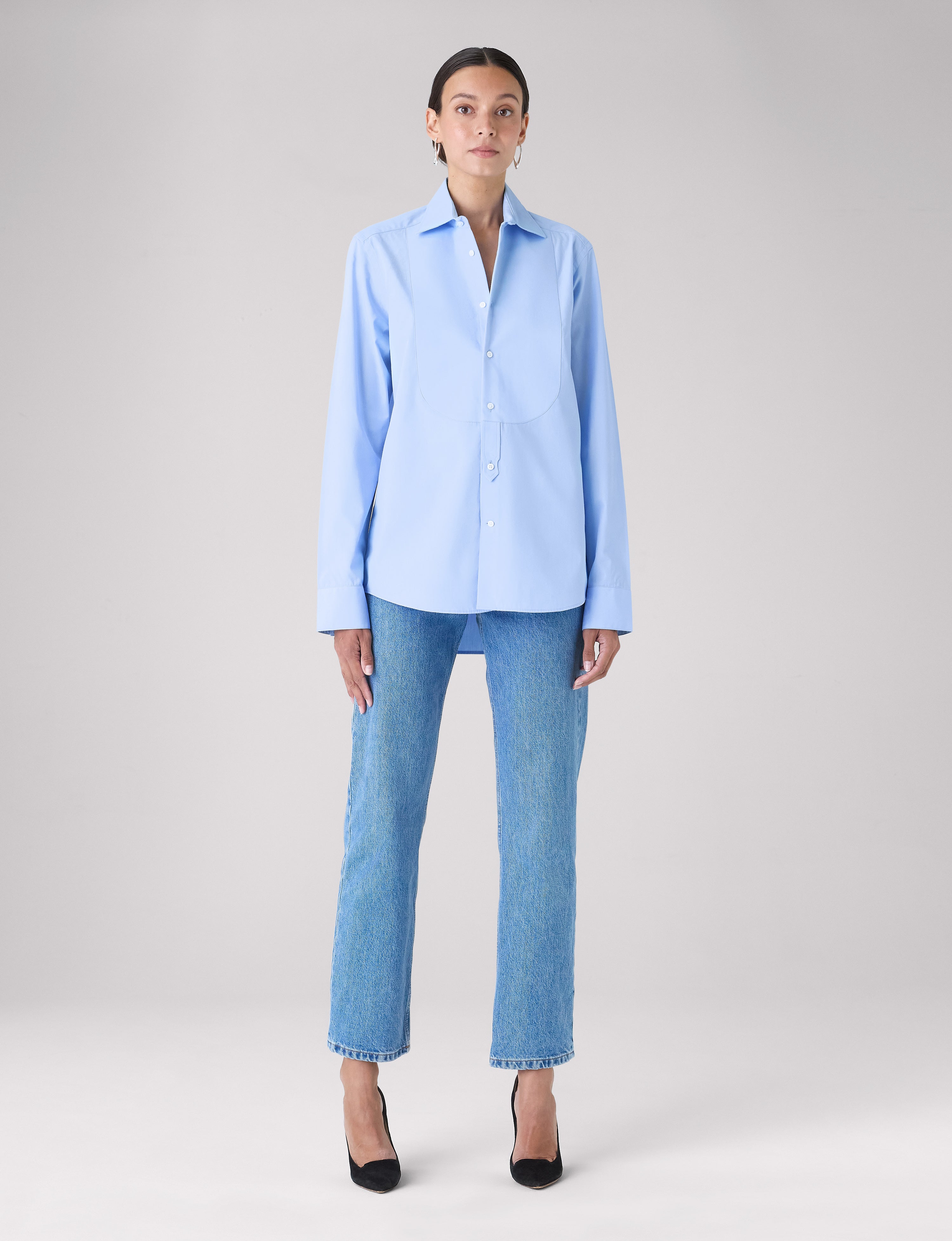 The Dress Shirt Curved Bib: Poplin, Sky Blue