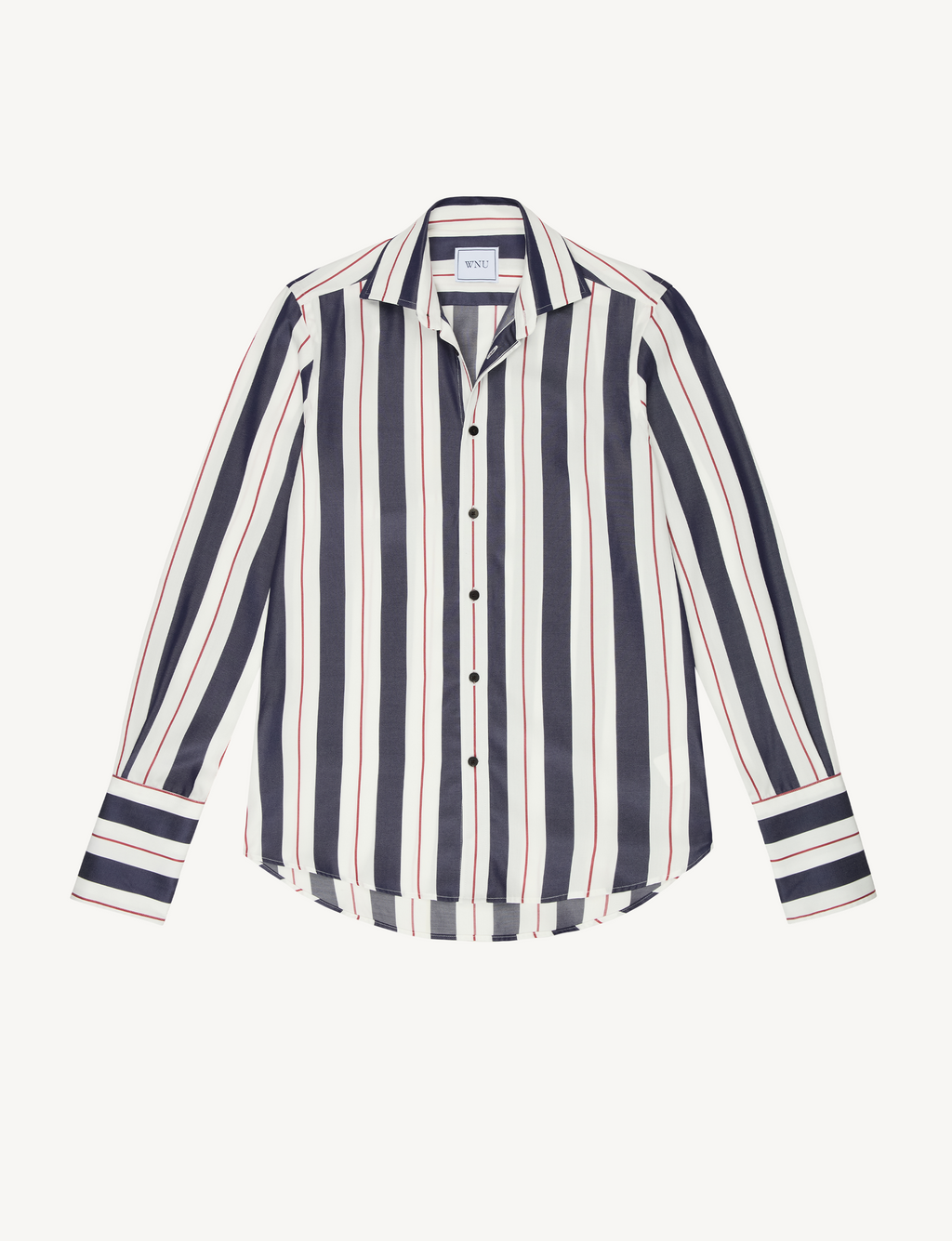 The Boyfriend Exaggerated Cuff: TENCEL™ Lyocell, Navy & Burgundy Wide Stripe