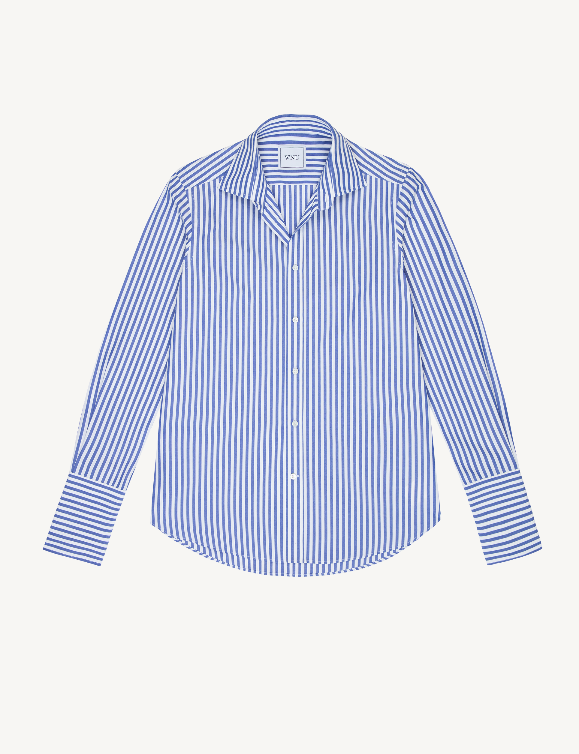 The Boyfriend Exaggerated Cuff: Fine Poplin, Royal Blue Stripe