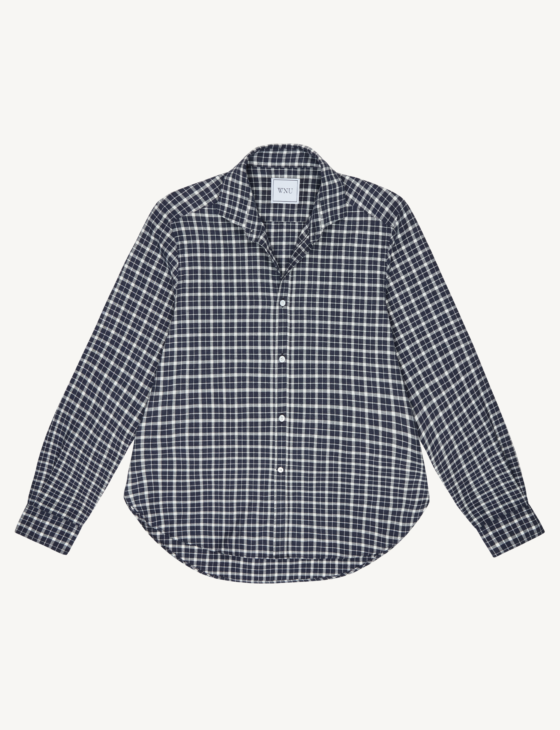 The Classic: Fine Brushed, Navy Blue Check