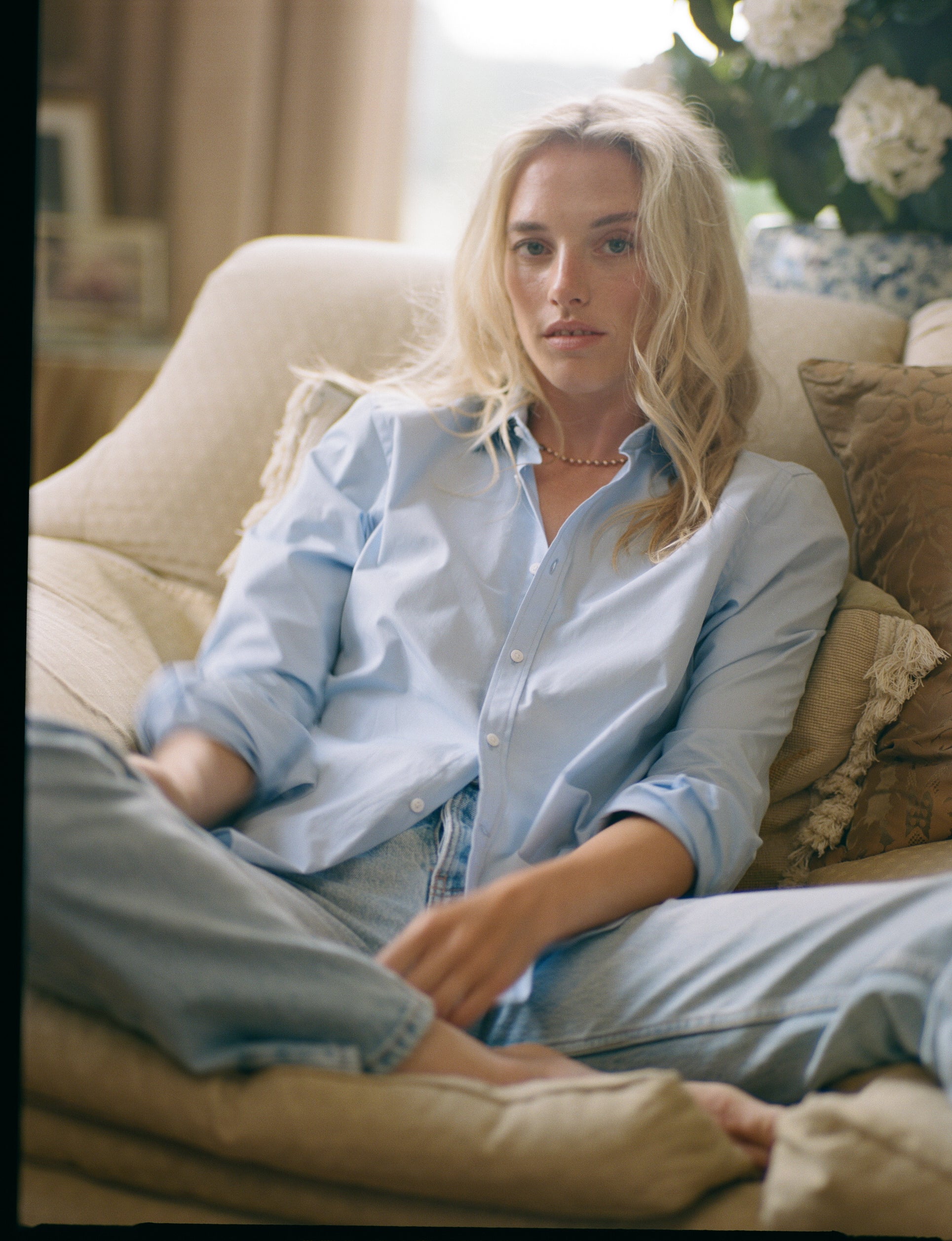 The Boyfriend: Fine Poplin, Sky Blue