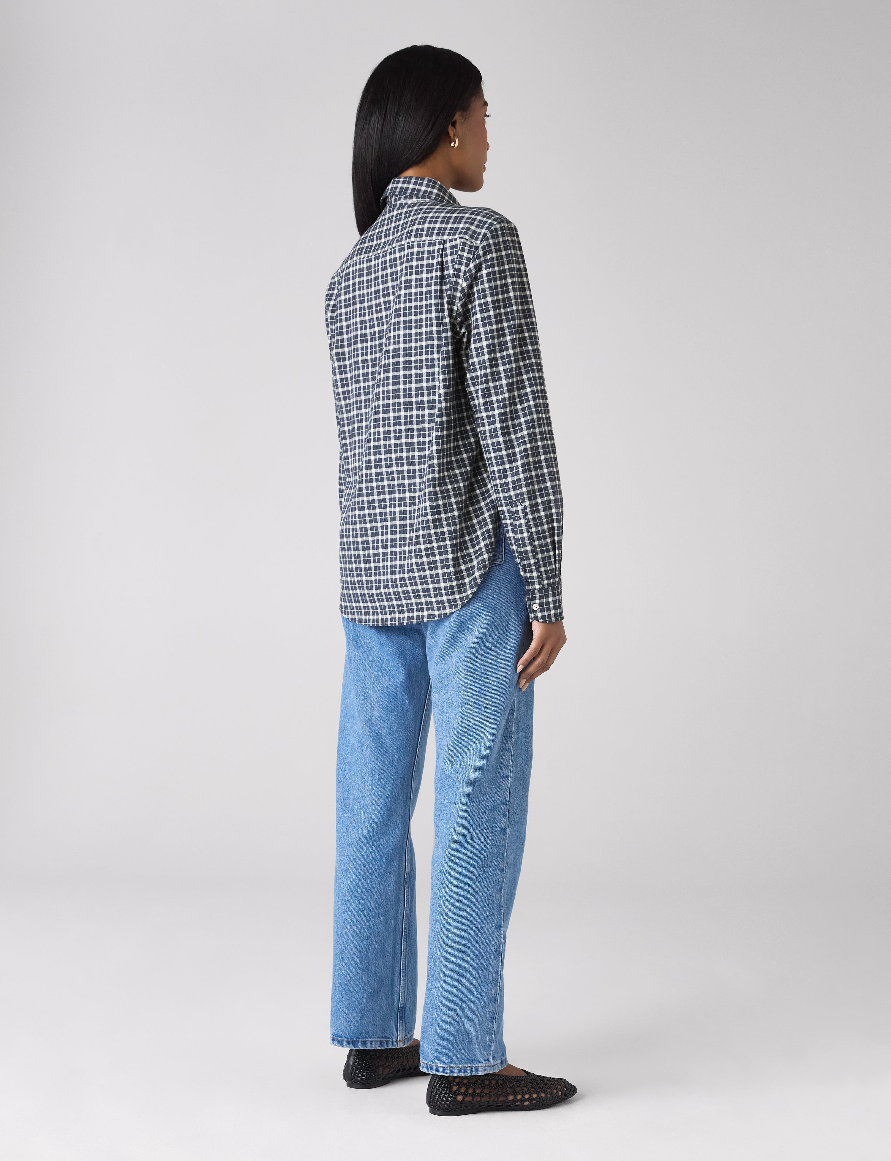 The Classic: Fine Brushed, Navy Blue Check