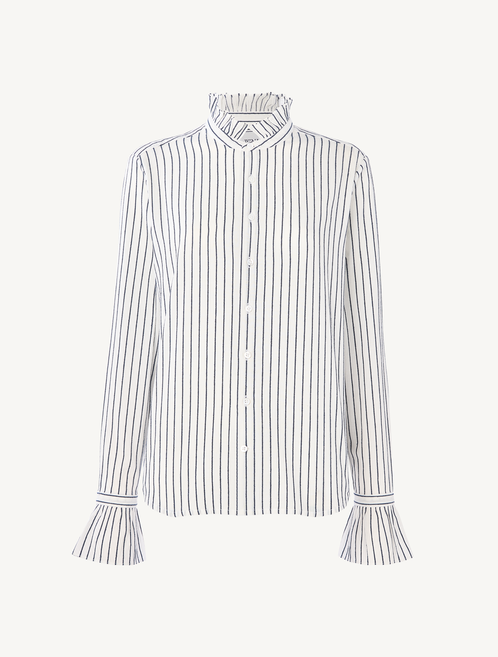 Kew Blouse: Cotton Voile, White with Navy Stripes