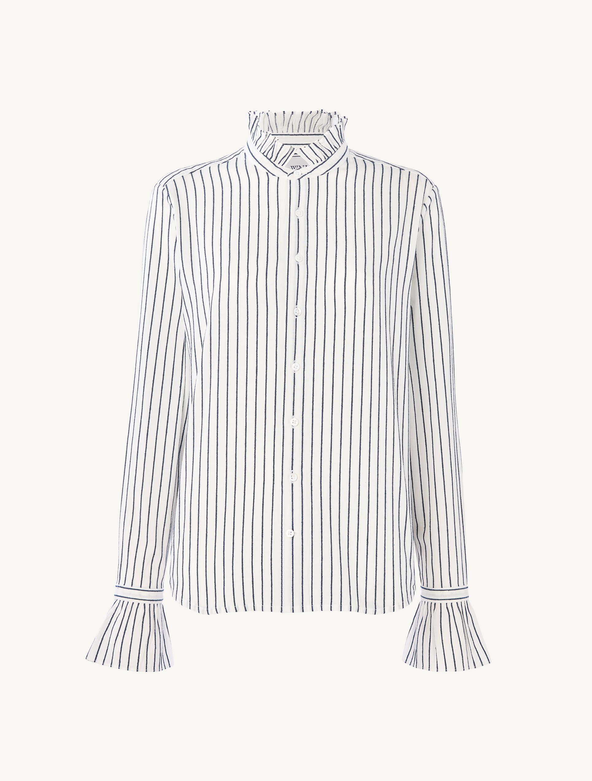 Kew Blouse: Cotton Voile, White with Navy Stripes