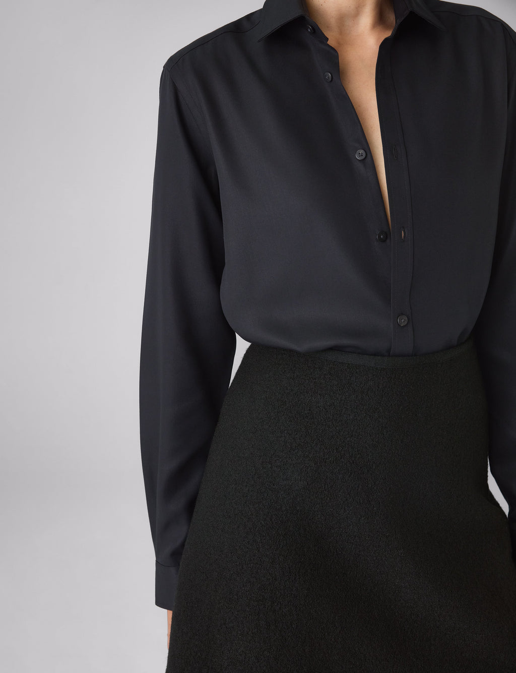 Romy Mini Skirt: Boiled Wool, Black