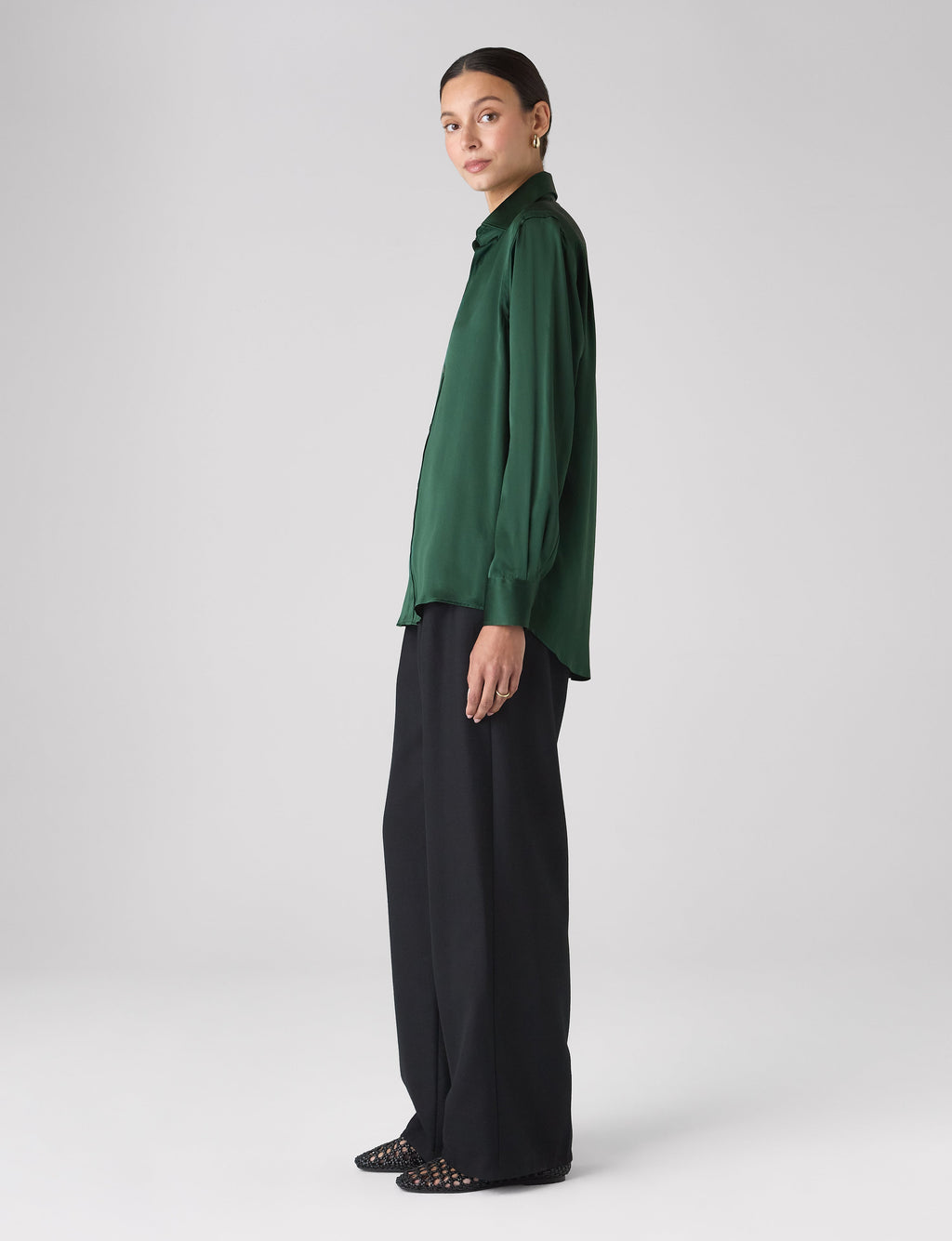 The Boyfriend: Silk Satin, Emerald Green