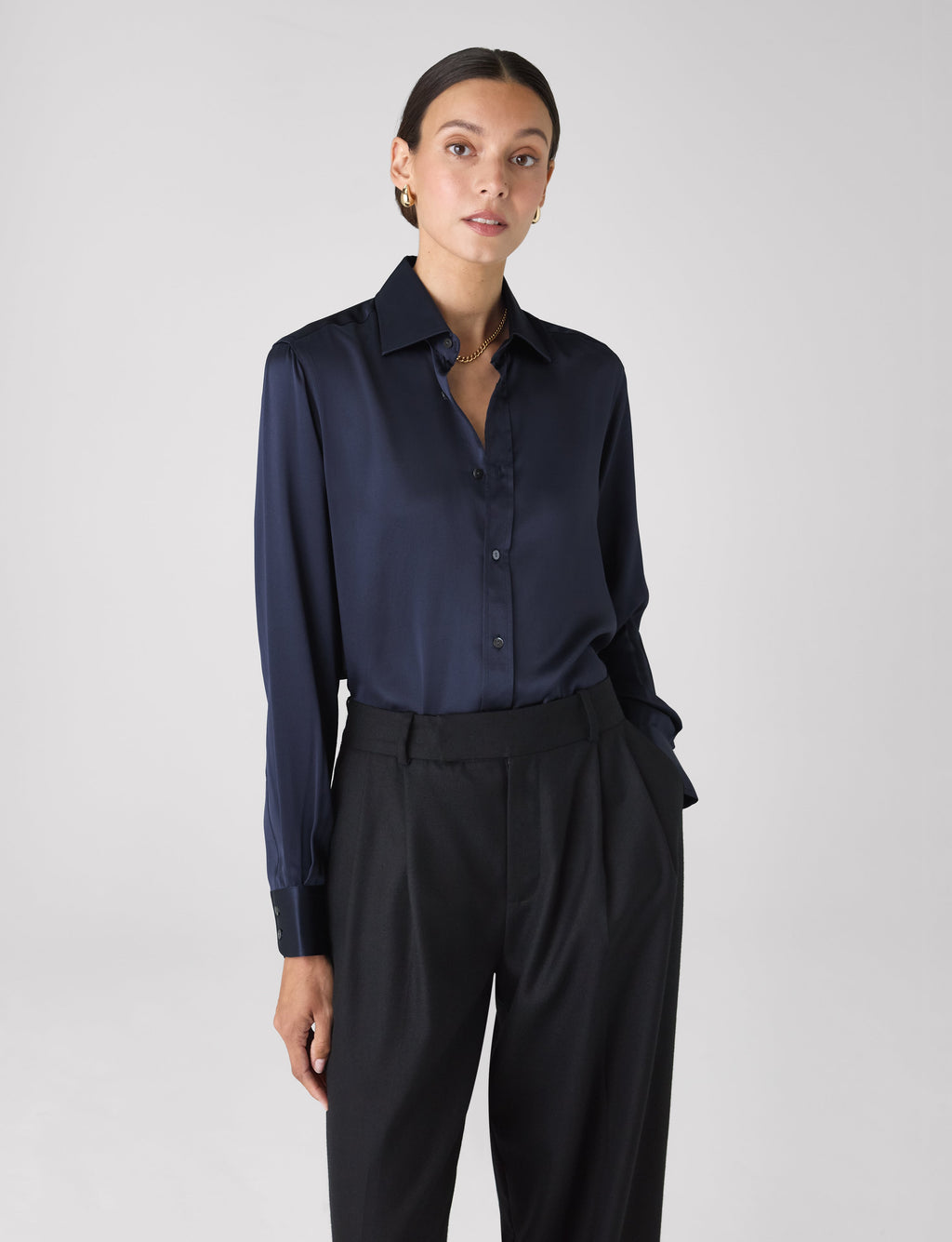 The Boyfriend: Silk Satin, Navy