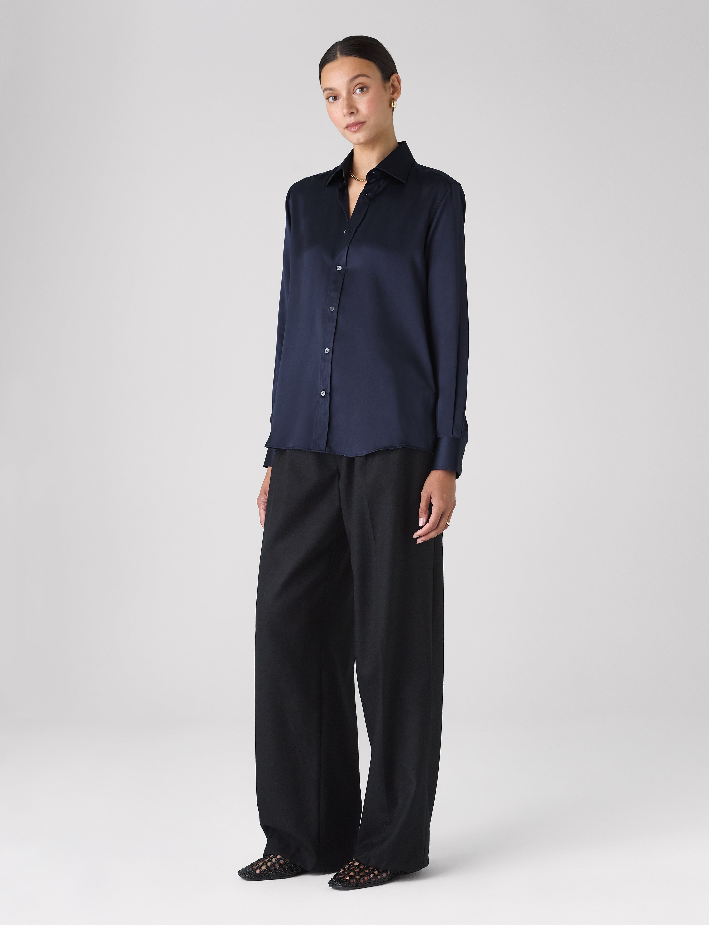 The Boyfriend: Silk Satin, Navy