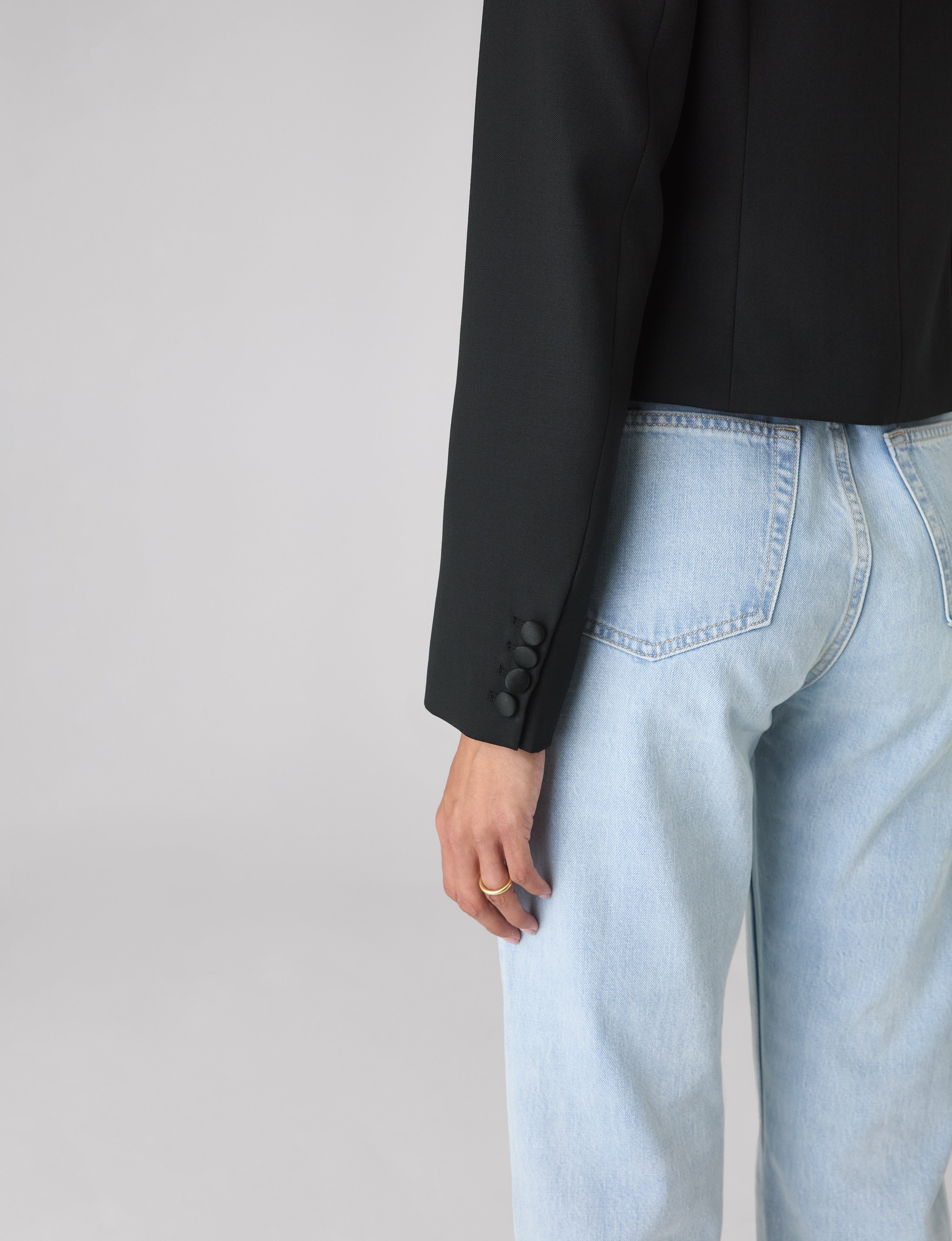 Belgravia Cropped Tuxedo: Wool, Black