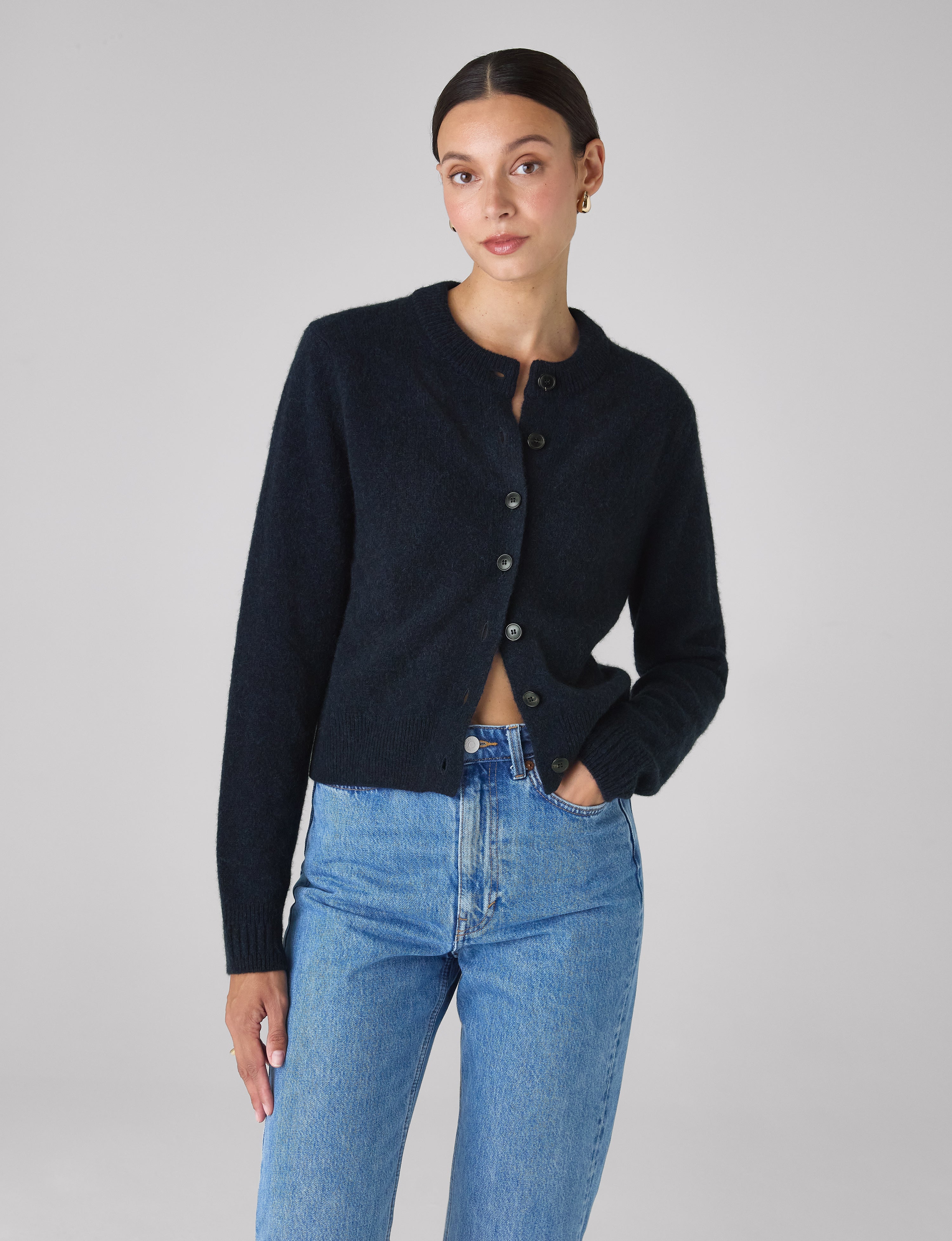 Jura Cardigan: Yak Wool, Navy Blue