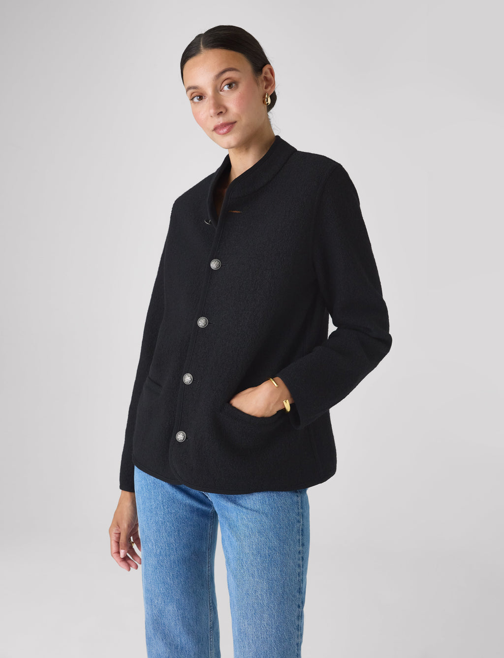 St James Jacket: Boiled Wool, Black