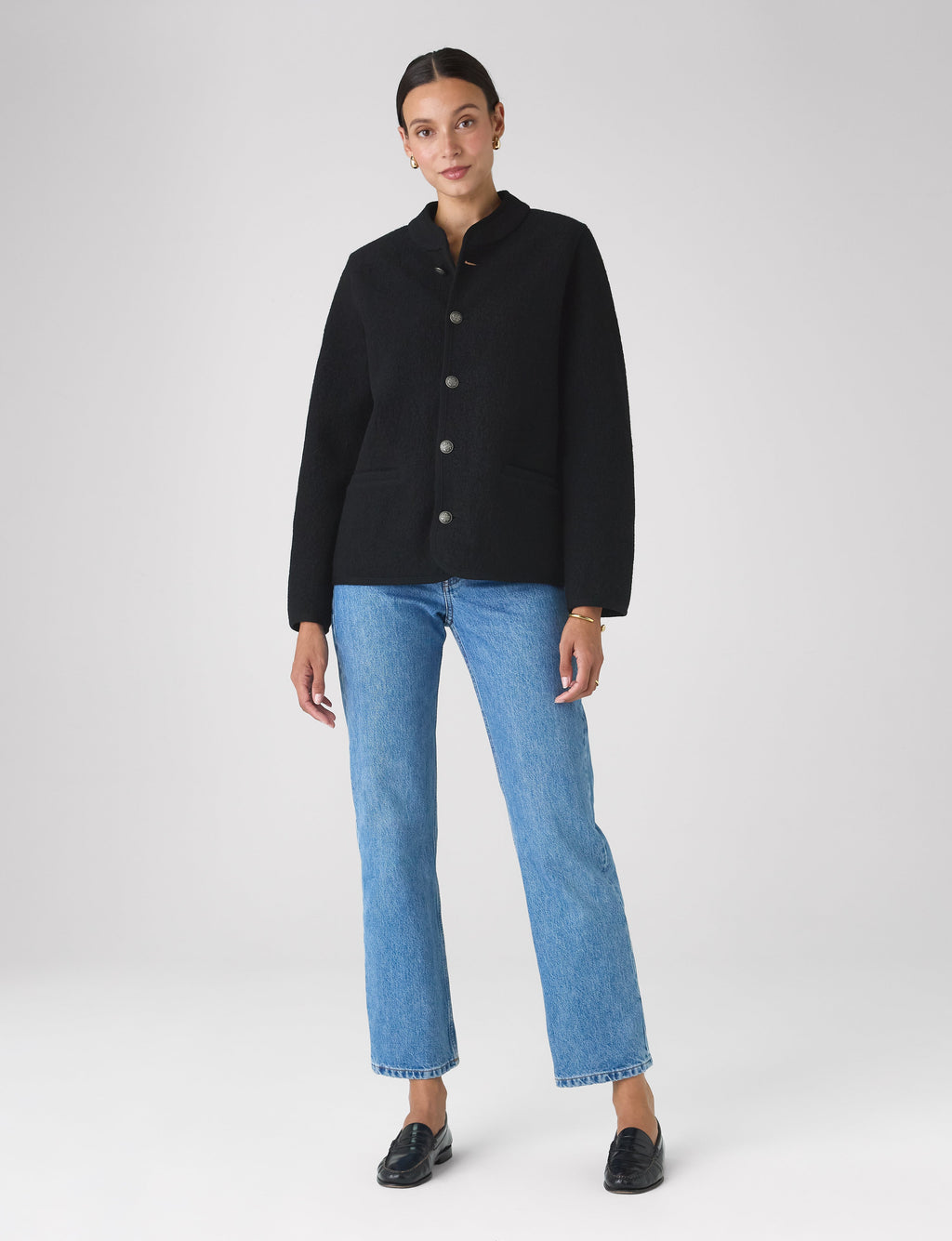 St James Jacket: Boiled Wool, Black