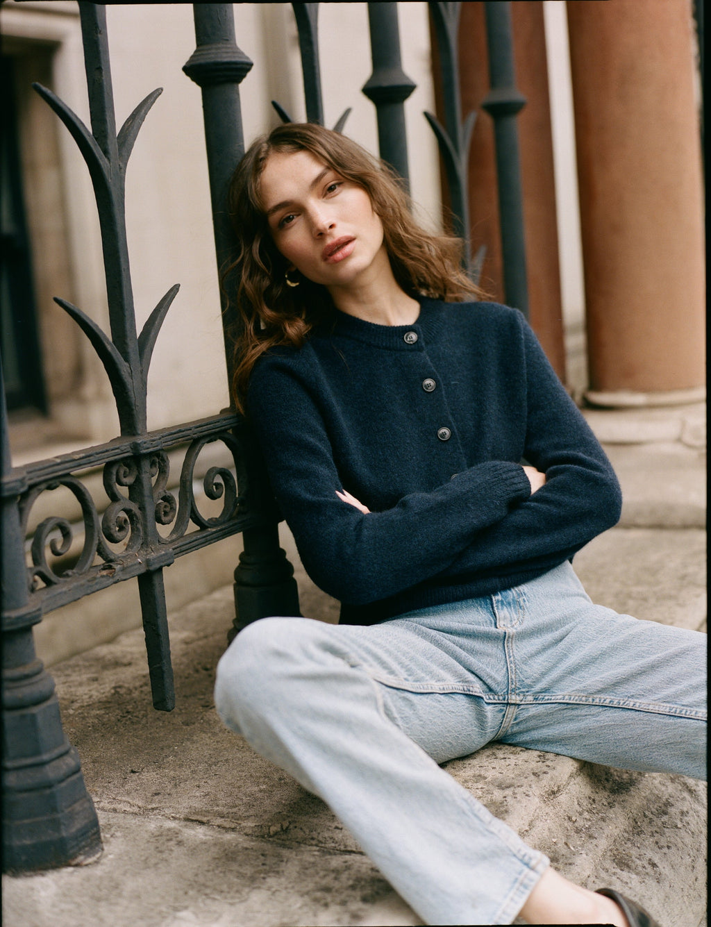 Jura Cardigan: Yak Wool, Navy Blue