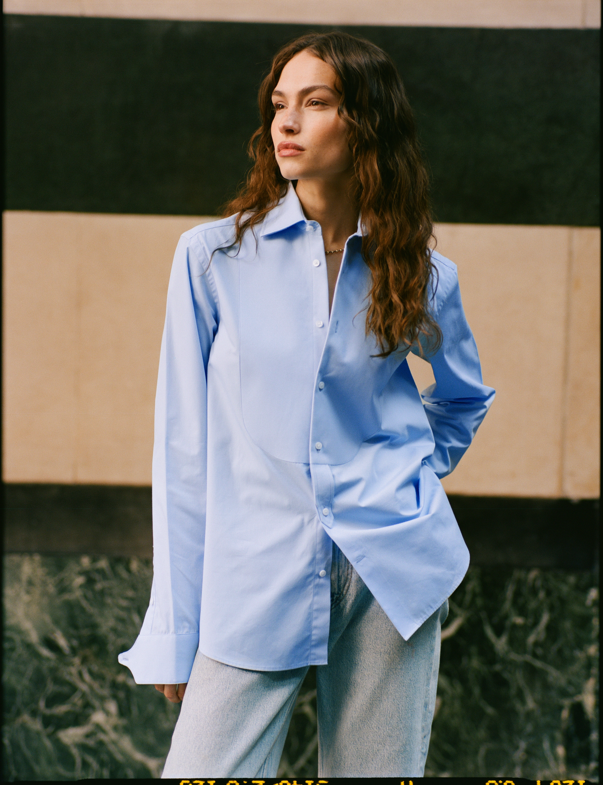 The Dress Shirt Curved Bib: Poplin, Sky Blue