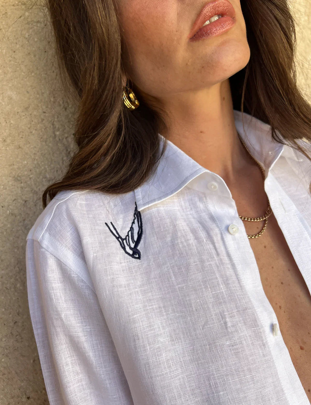 The Boyfriend: Linen, Marine Embroidery