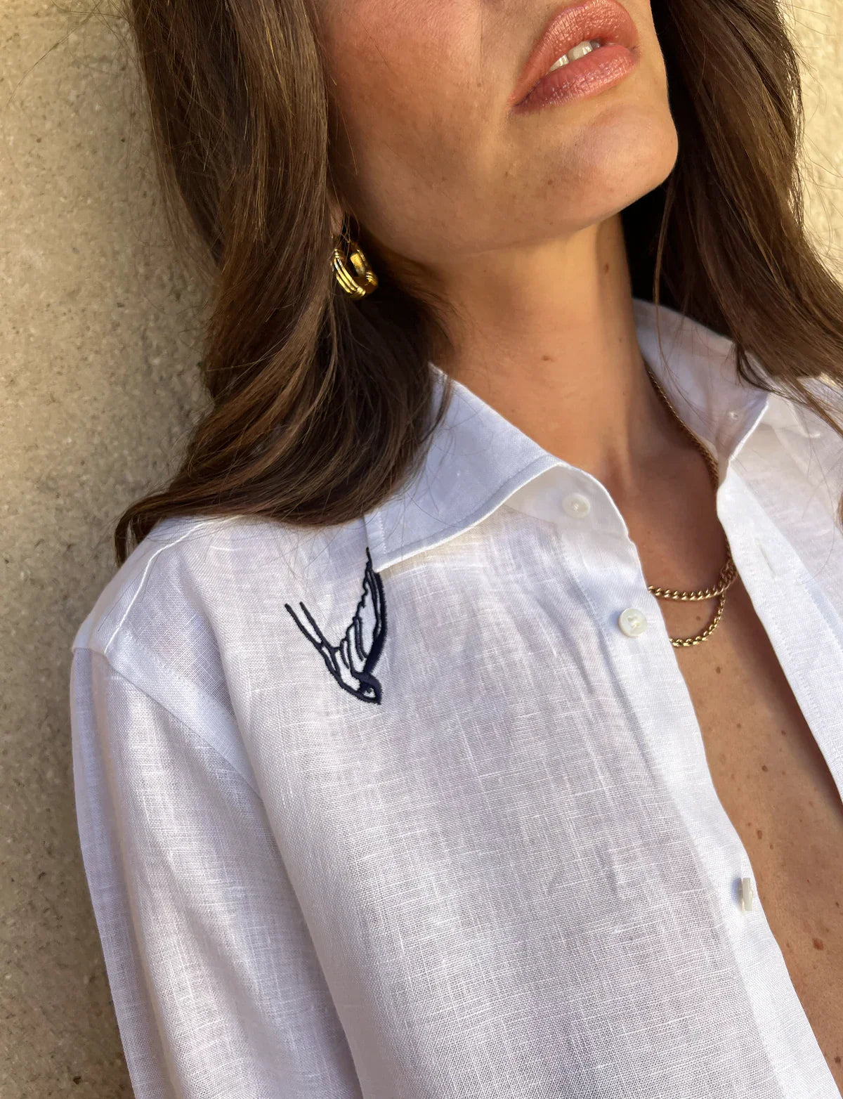 The Boyfriend: Linen, Marine Embroidery