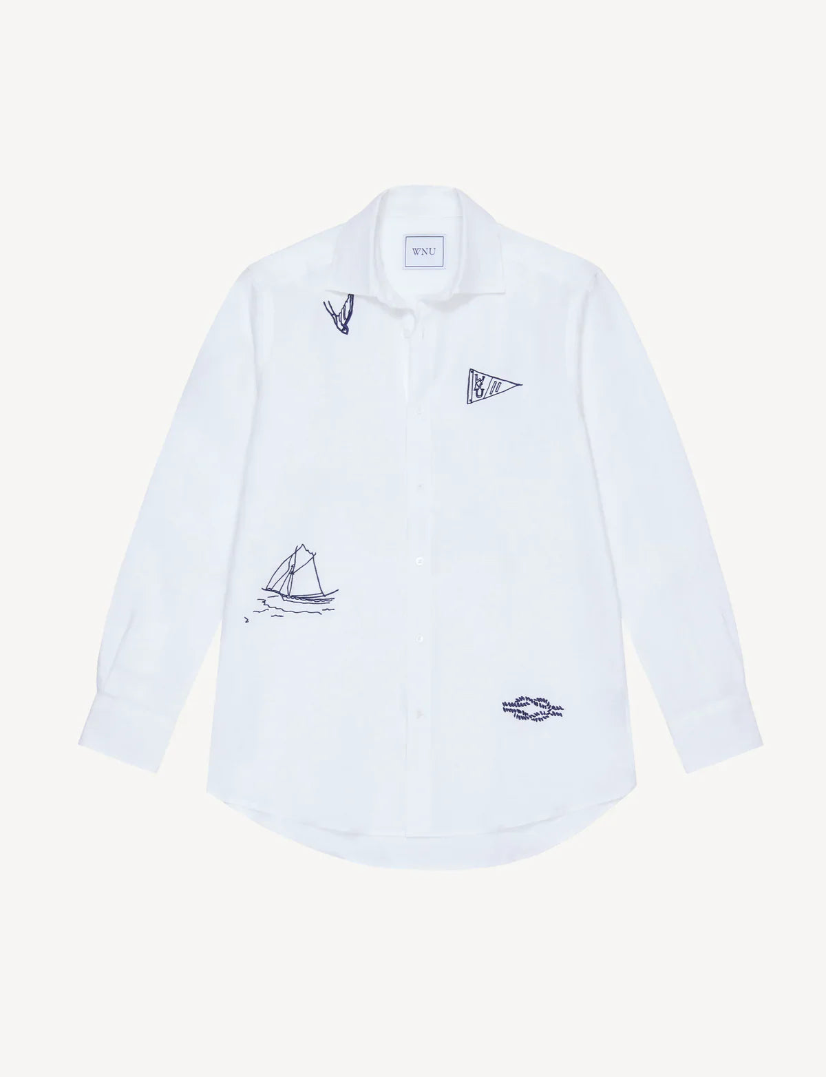 The Boyfriend: Linen, Marine Embroidery