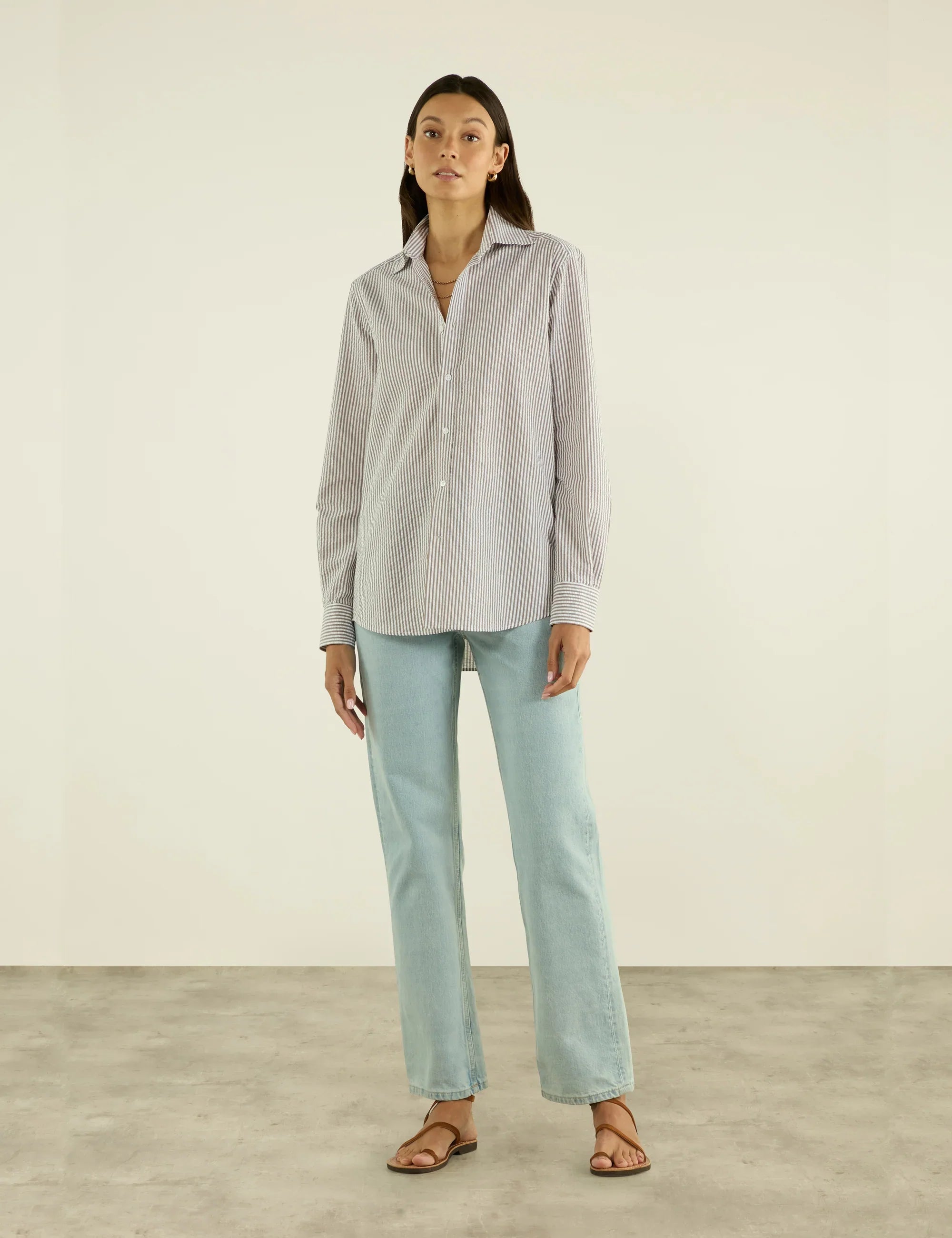 The Boyfriend: Seersucker, Mocha Stripe