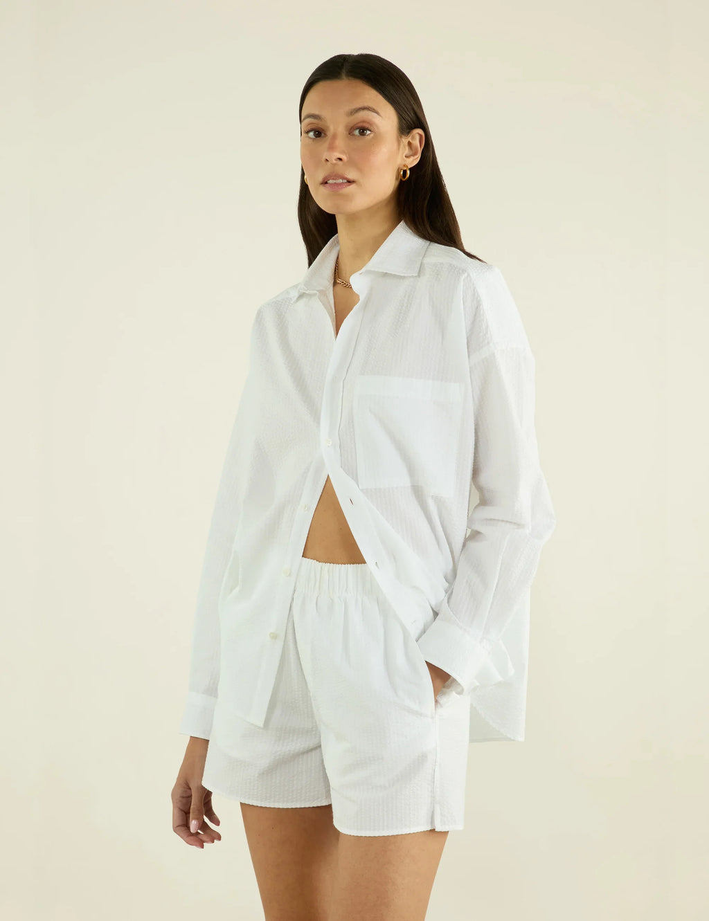 The Boxer: Seersucker, White