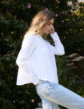 Pimlico Blouse: Cotton Voile, White Double Stripe