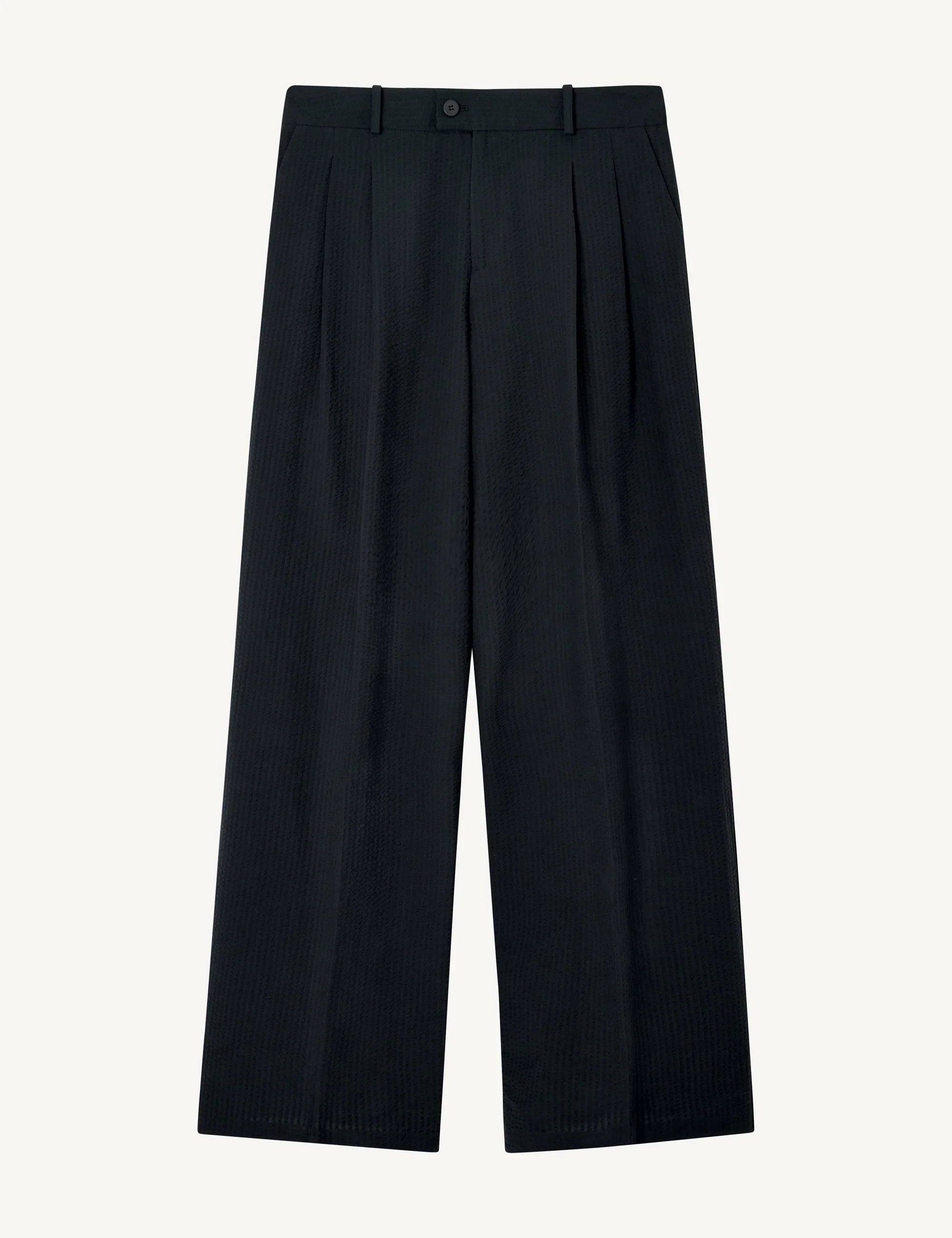 Rampling Trouser: Seersucker, Navy Blue
