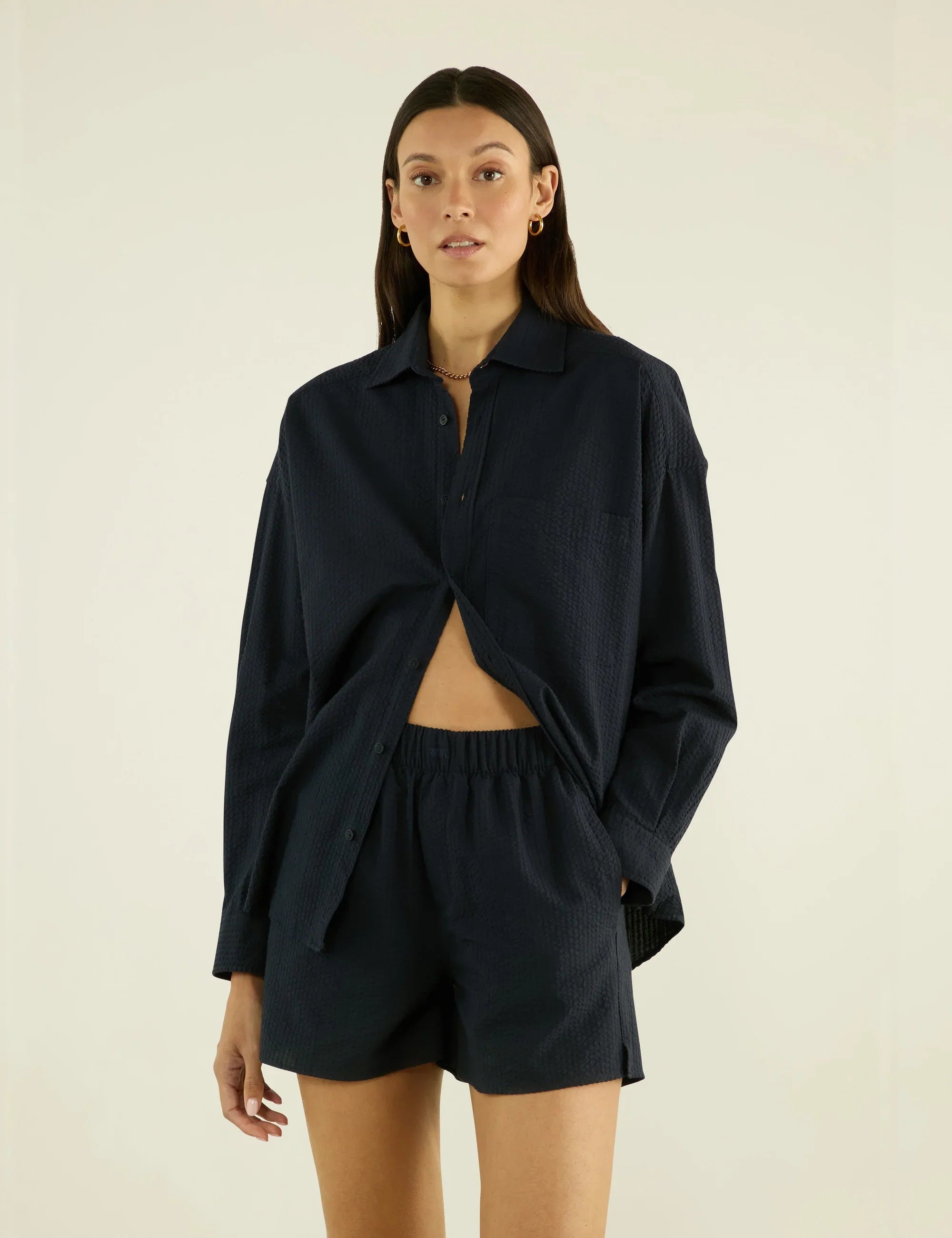 The Weekend: Seersucker, Navy Blue