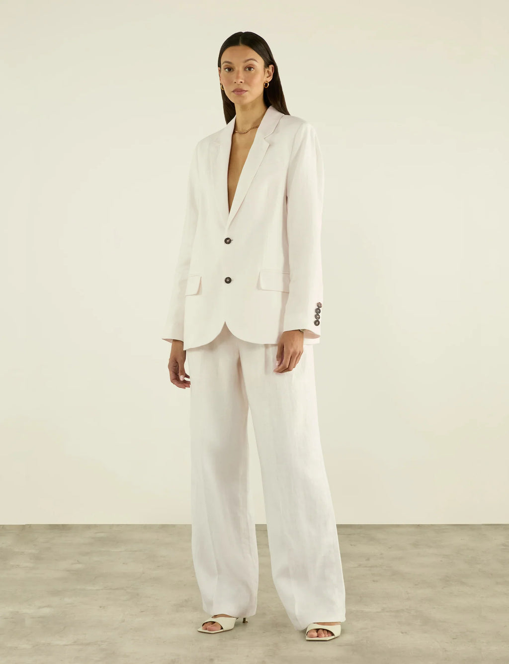 Hutton Blazer: Linen, Ivory