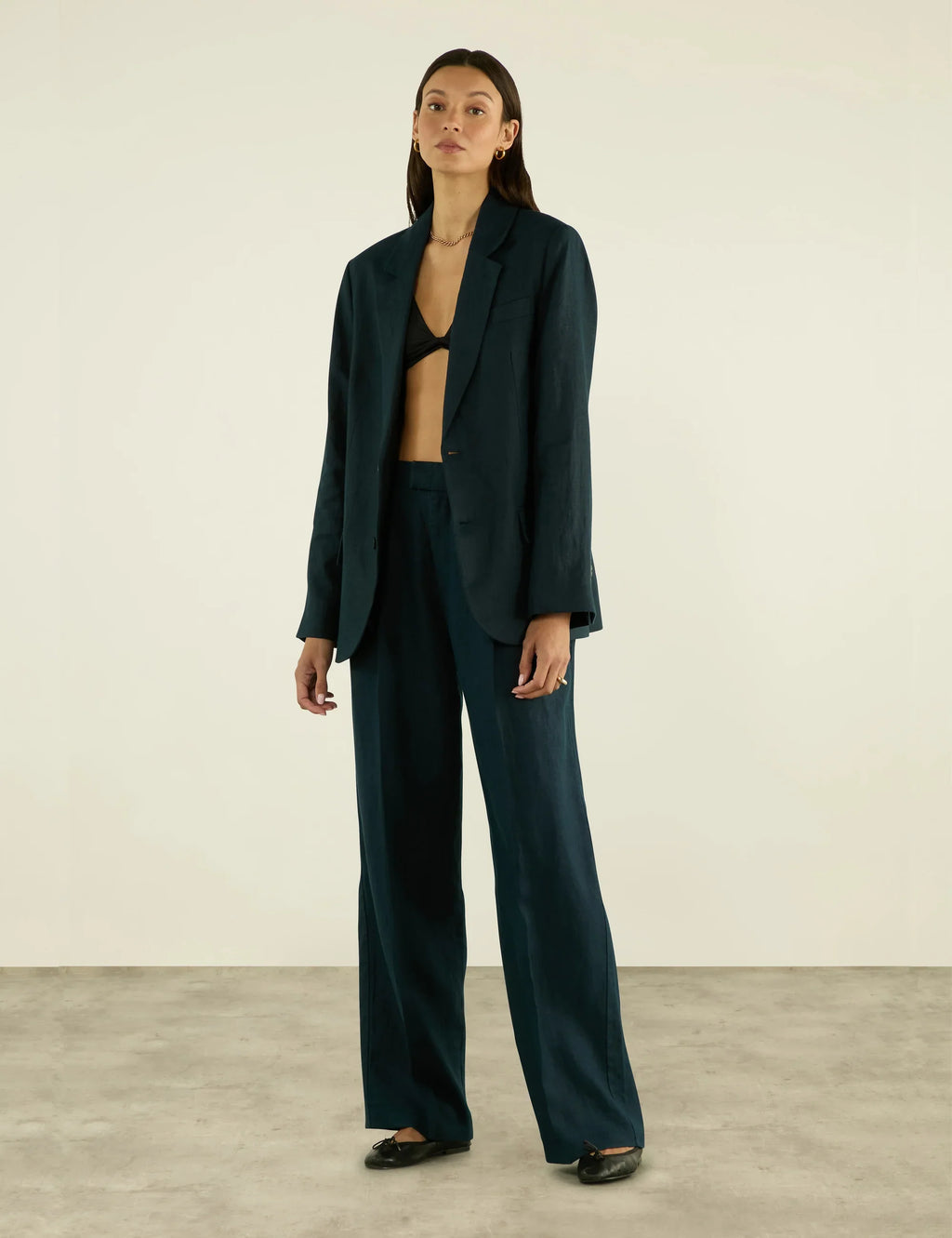 Hutton Blazer: Linen, Navy Blue