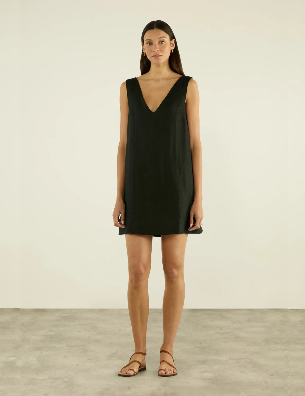 Sloane Dress: Linen, Black