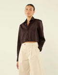 The Cropped: Fine Poplin, Chocolate
