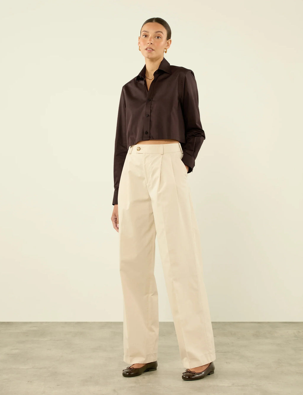The Cropped: Fine Poplin, Chocolate