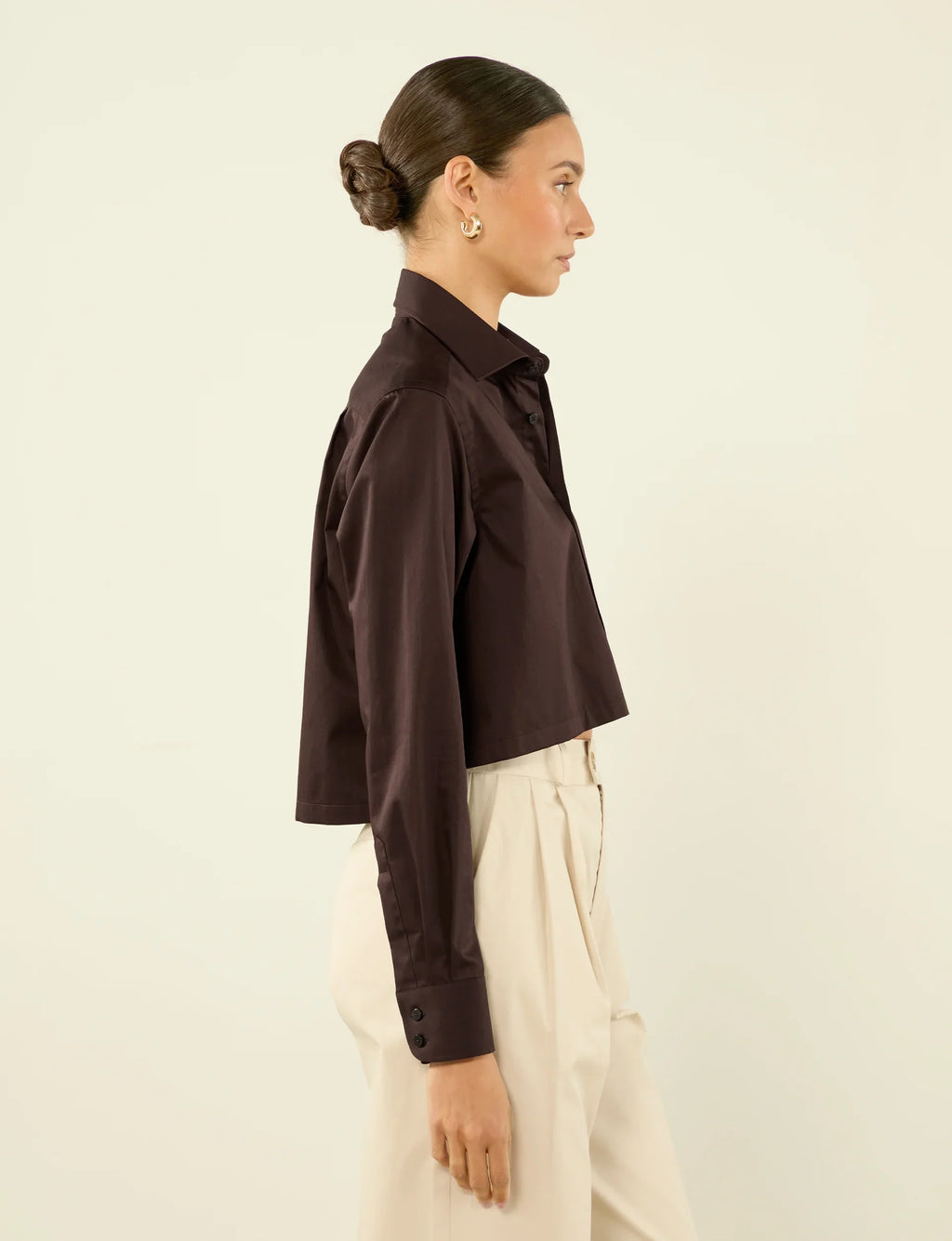 The Cropped: Fine Poplin, Chocolate