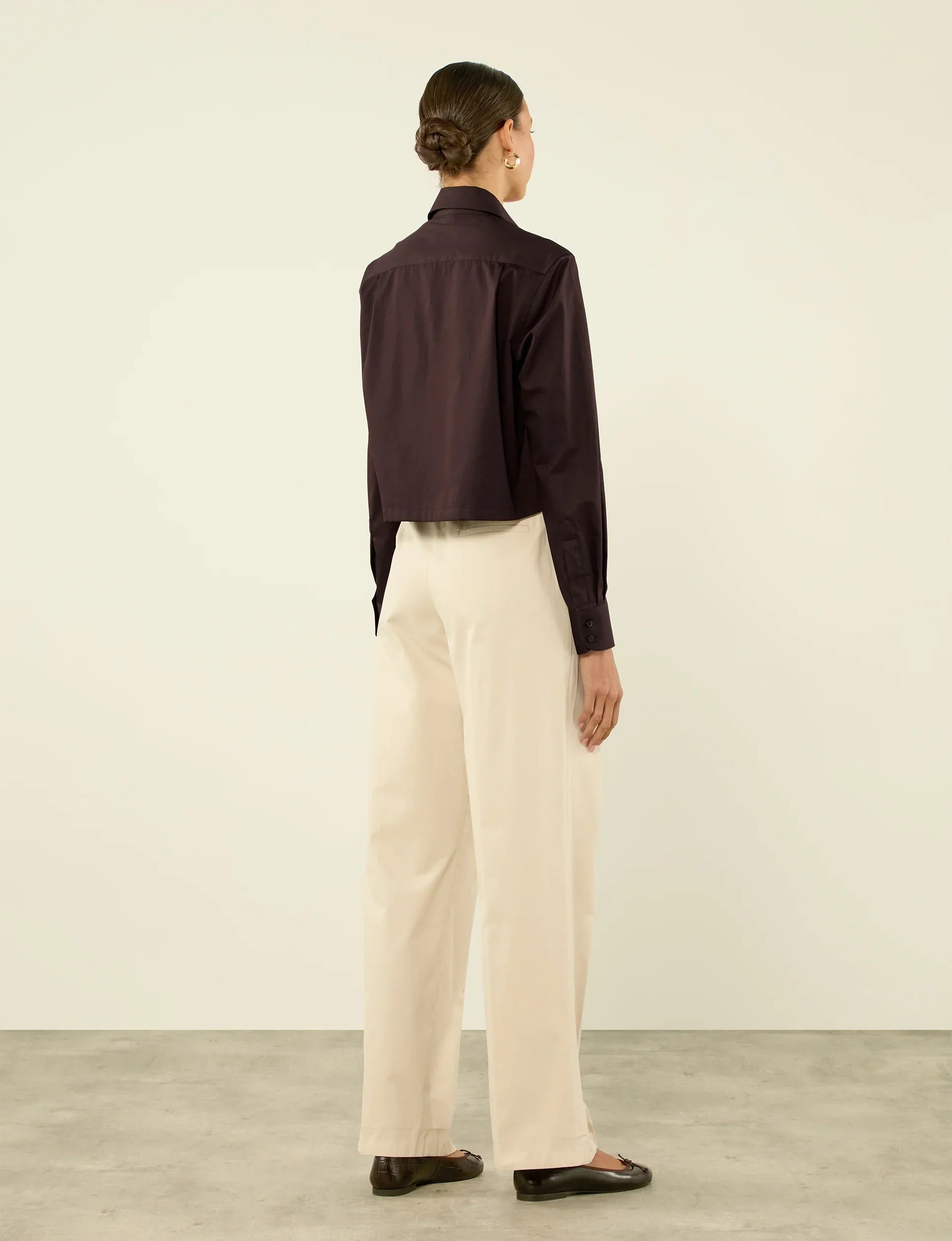 The Cropped: Fine Poplin, Chocolate