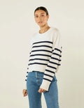 Devon Jumper: Cotton, Navy Stripe
