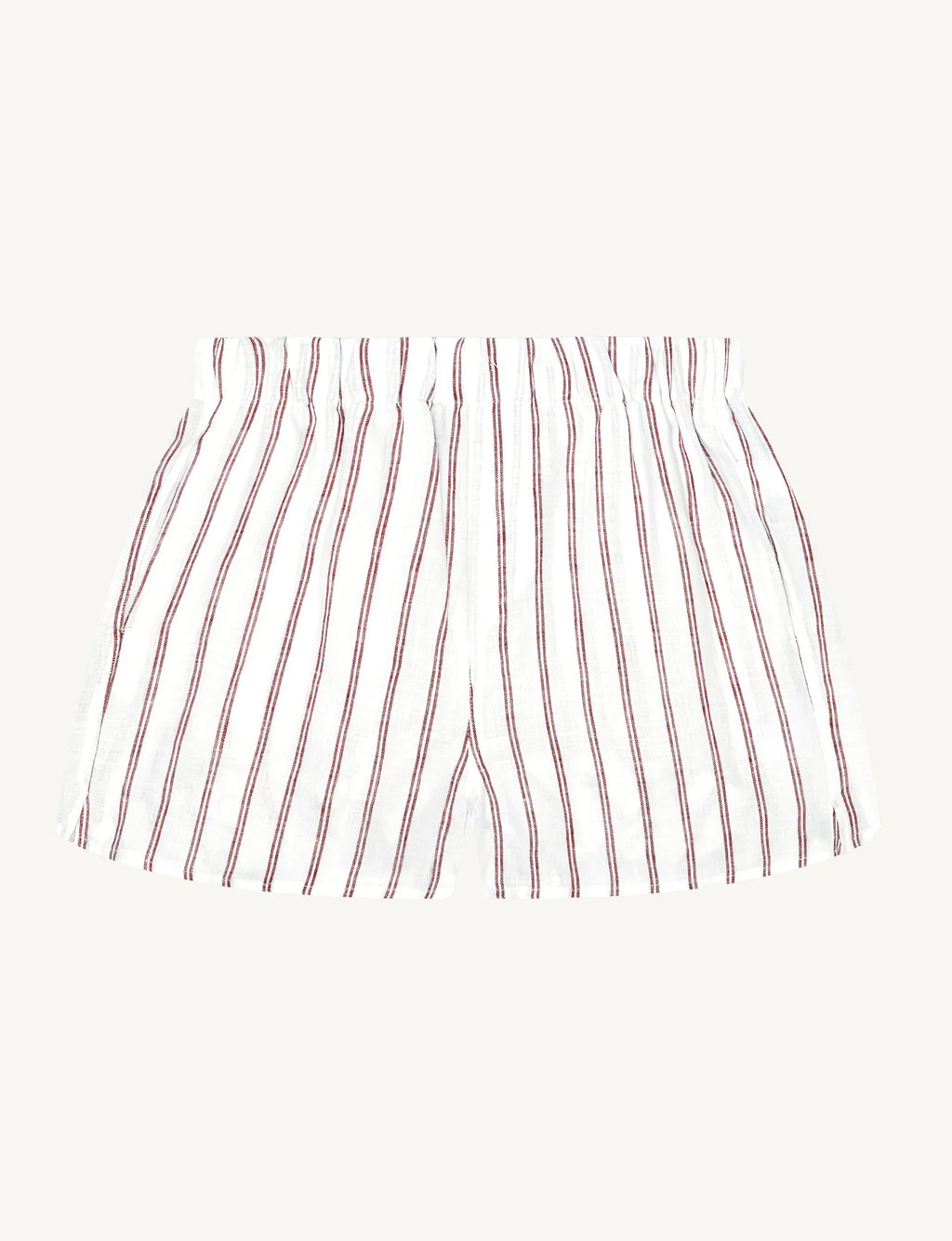 The Boxer: Linen, Burgundy Double Stripe