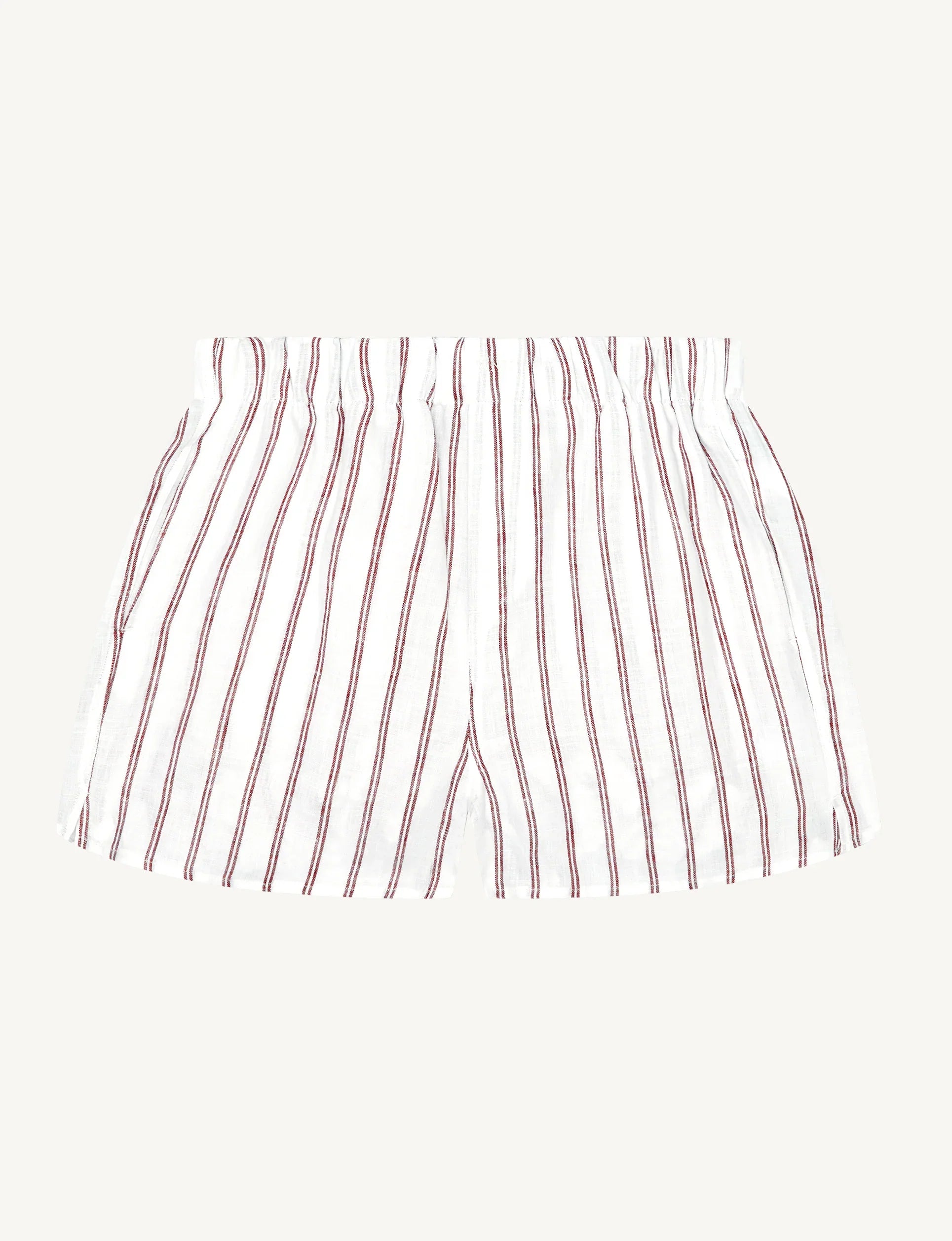 The Boxer: Linen, Burgundy Double Stripe