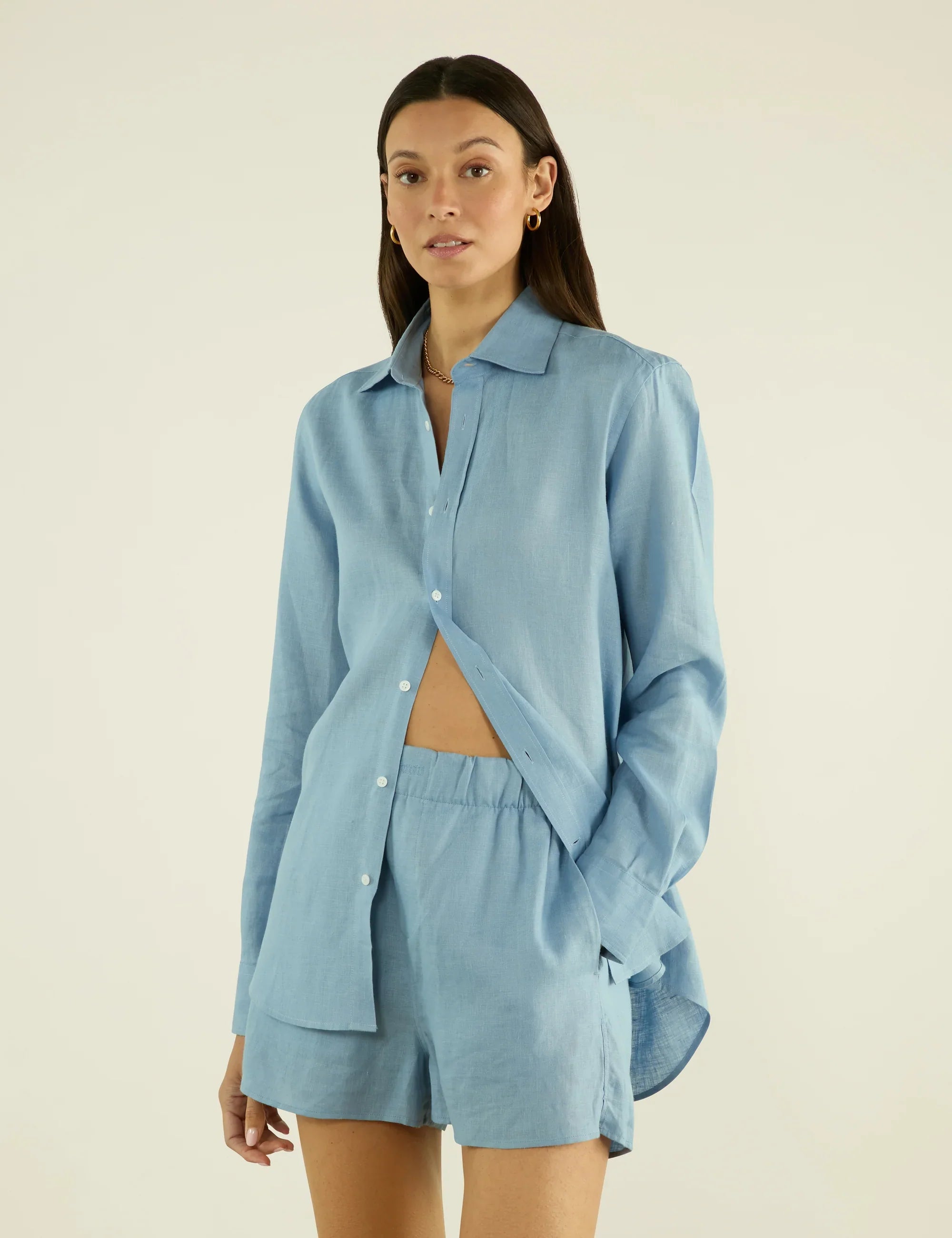 The Boxer: Linen, Storm Blue