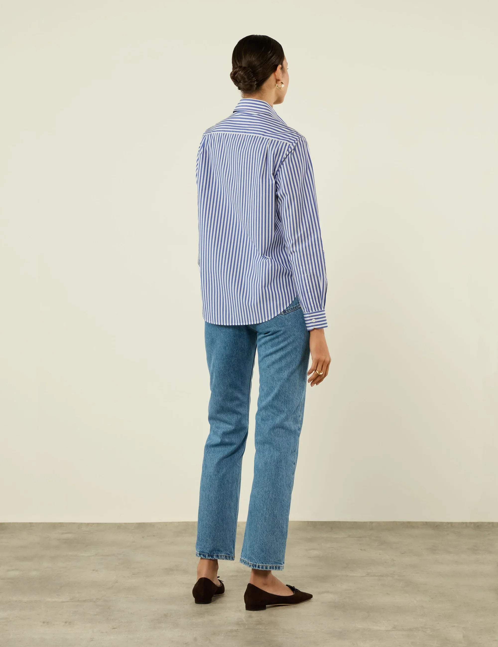 The Classic: Fine Poplin, Royal Blue Stripe