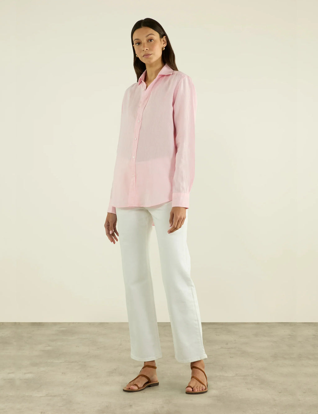 The Boyfriend: Linen, Grapefruit Pink