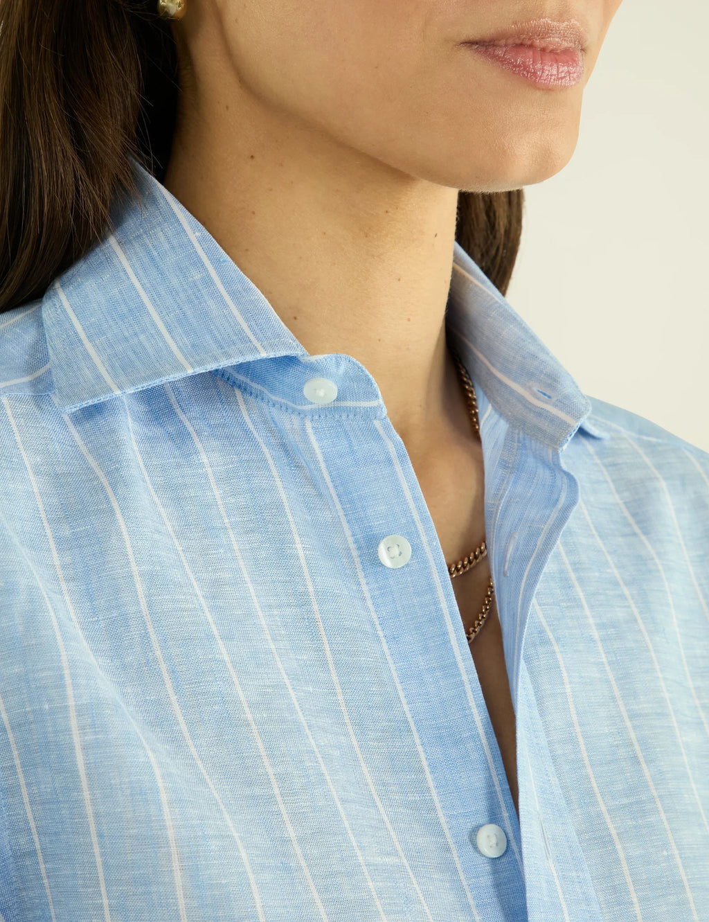 The Boyfriend: Linen, Sky Blue Stripe