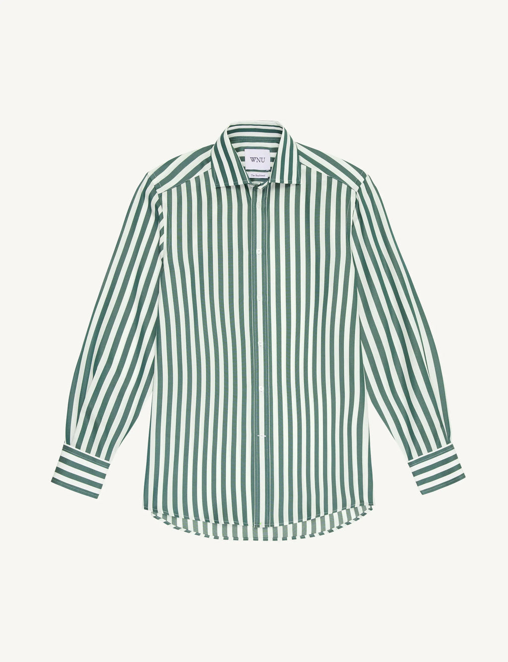 The Boyfriend: TENCEL™ Lyocell, Forest Green Stripe