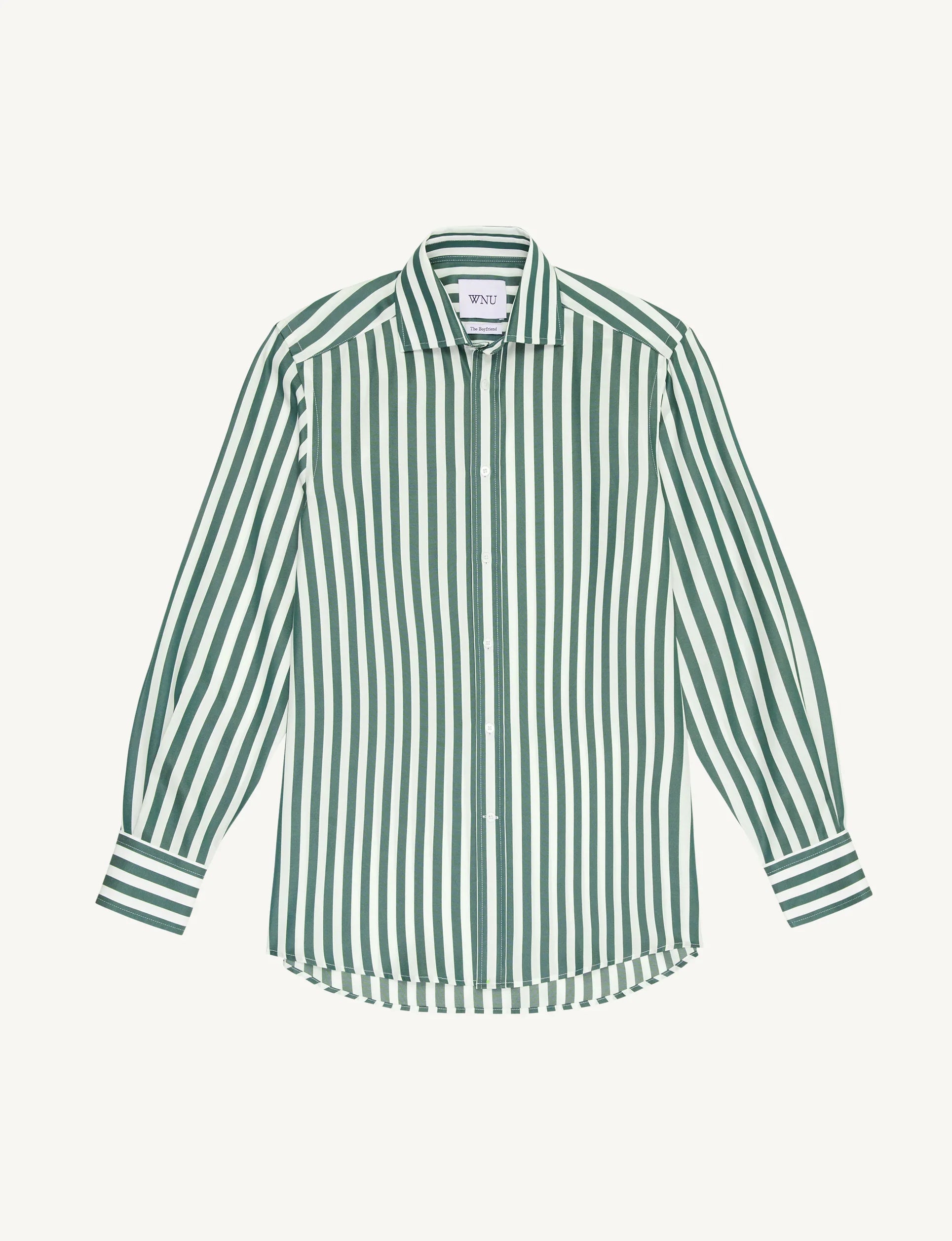 The Boyfriend: TENCEL™ Lyocell, Forest Green Stripe