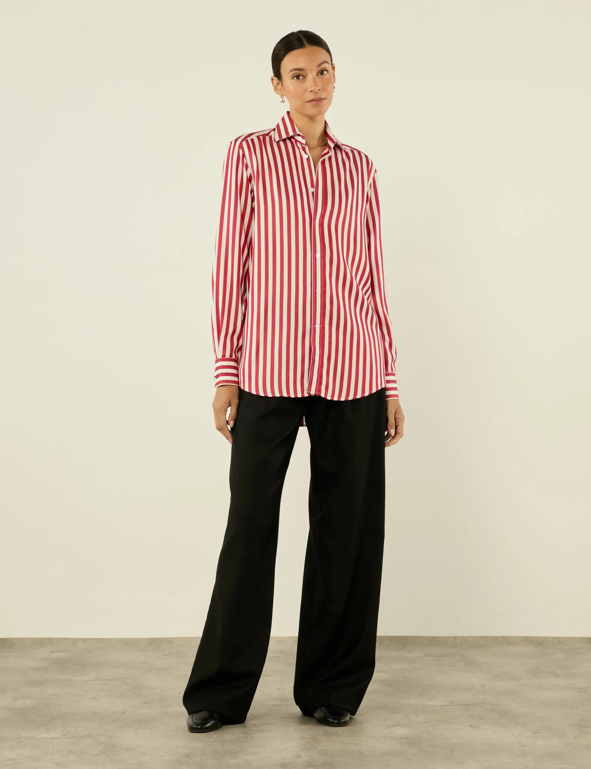The Boyfriend: TENCEL™ Lyocell, Maple Red Stripe