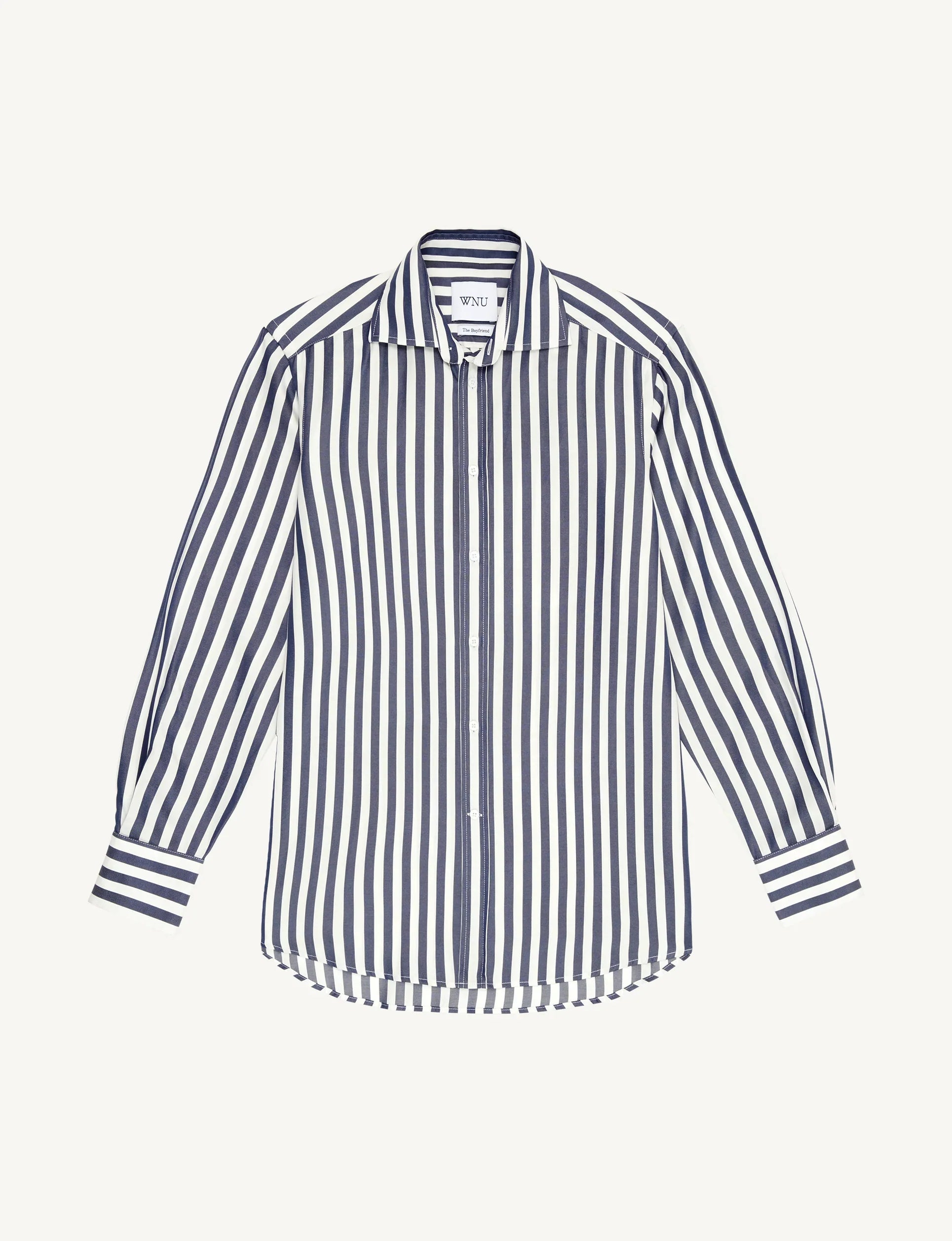 The Boyfriend: TENCEL™ Lyocell, Navy Blue Stripe