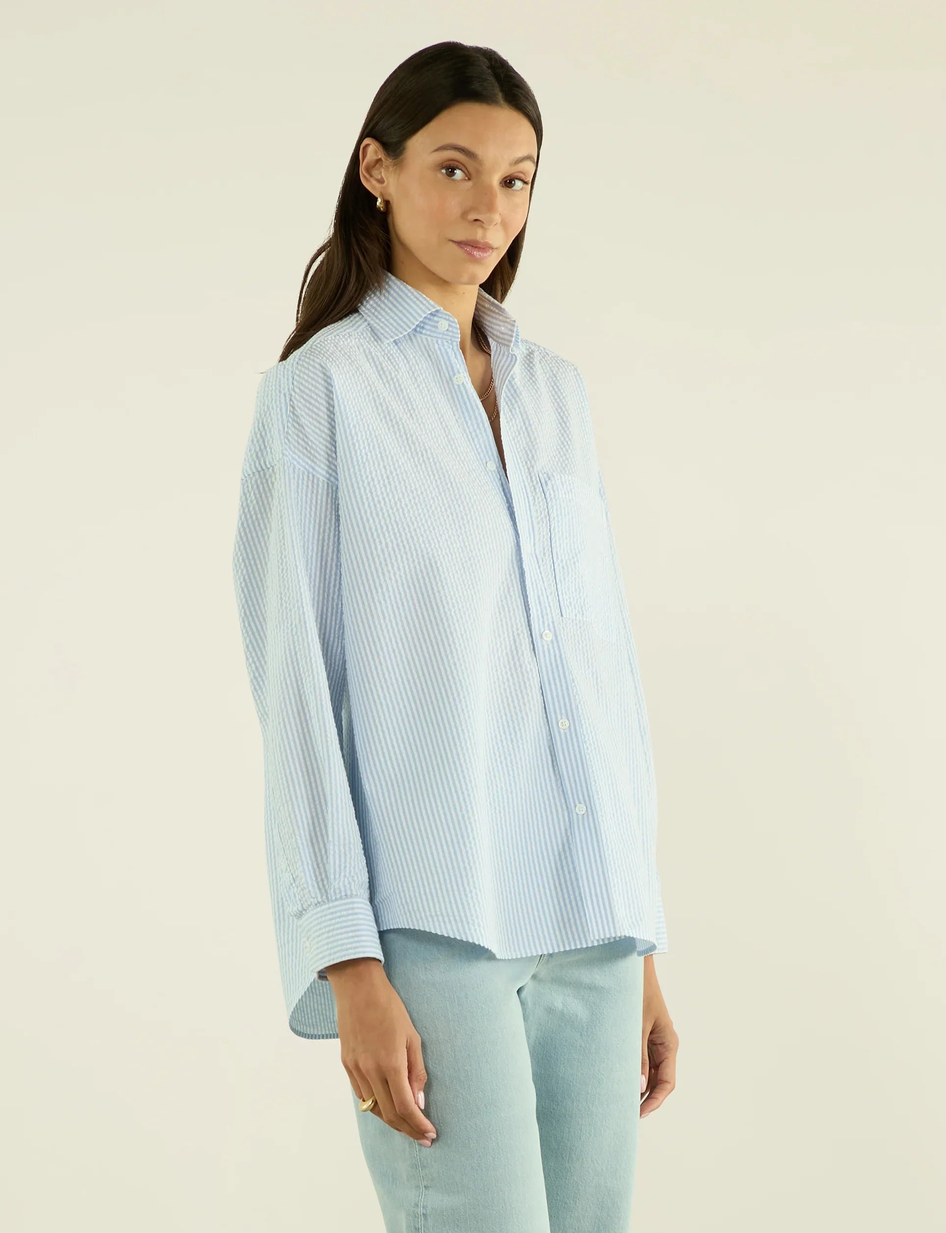 The Weekend: Seersucker, Rain Blue Stripe